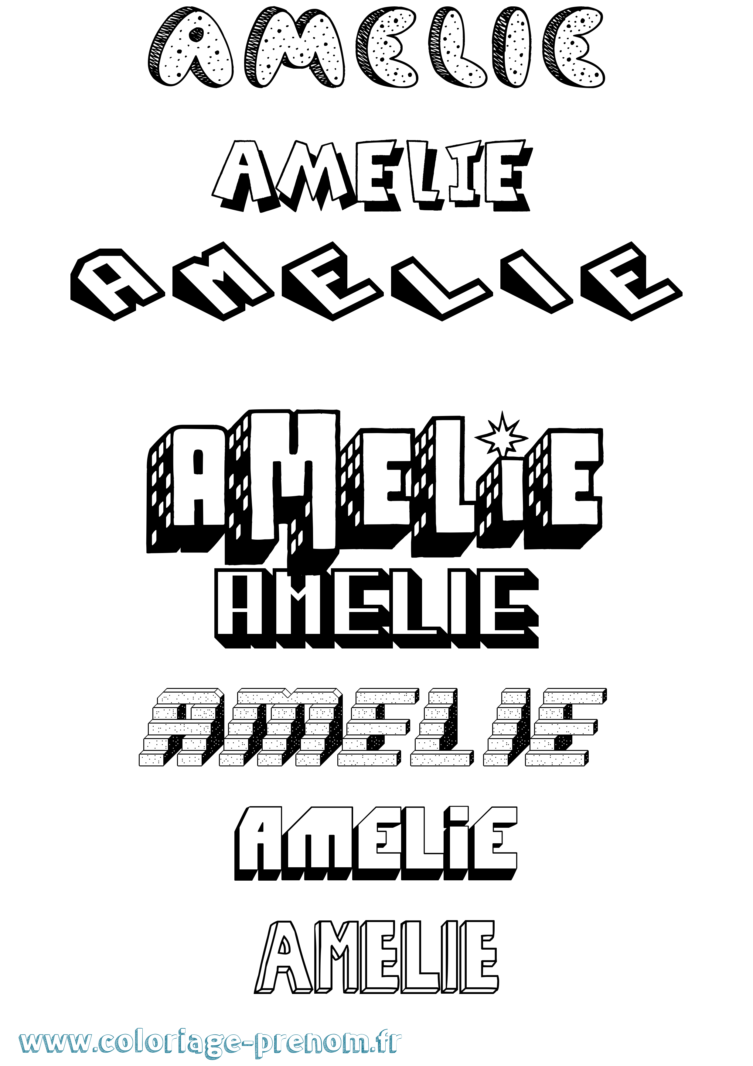Coloriage Amelie Effet 3D Coloriage prénom Amelie Effet 3D