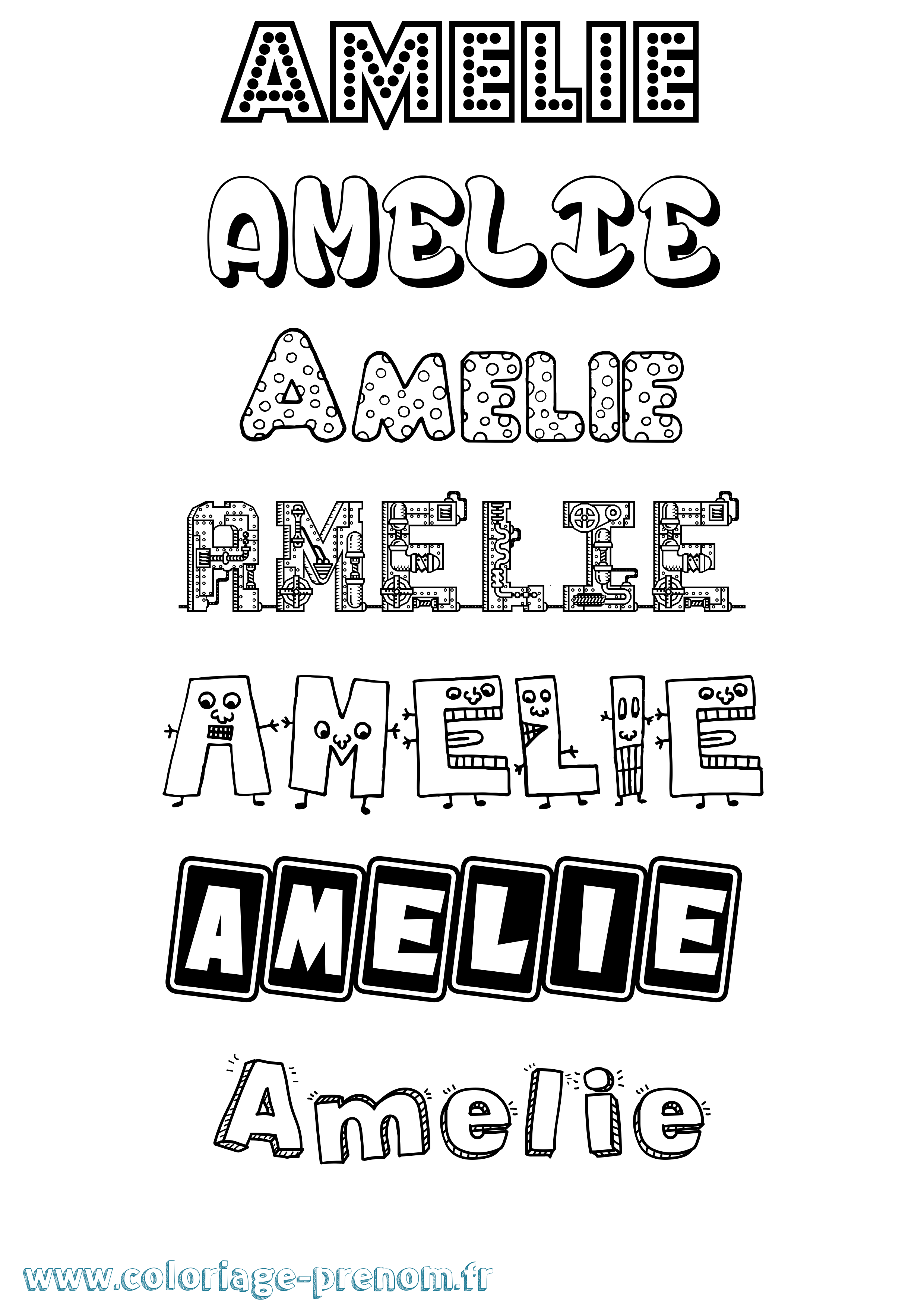 Coloriage Amelie Fun Coloriage prénom Amelie Fun