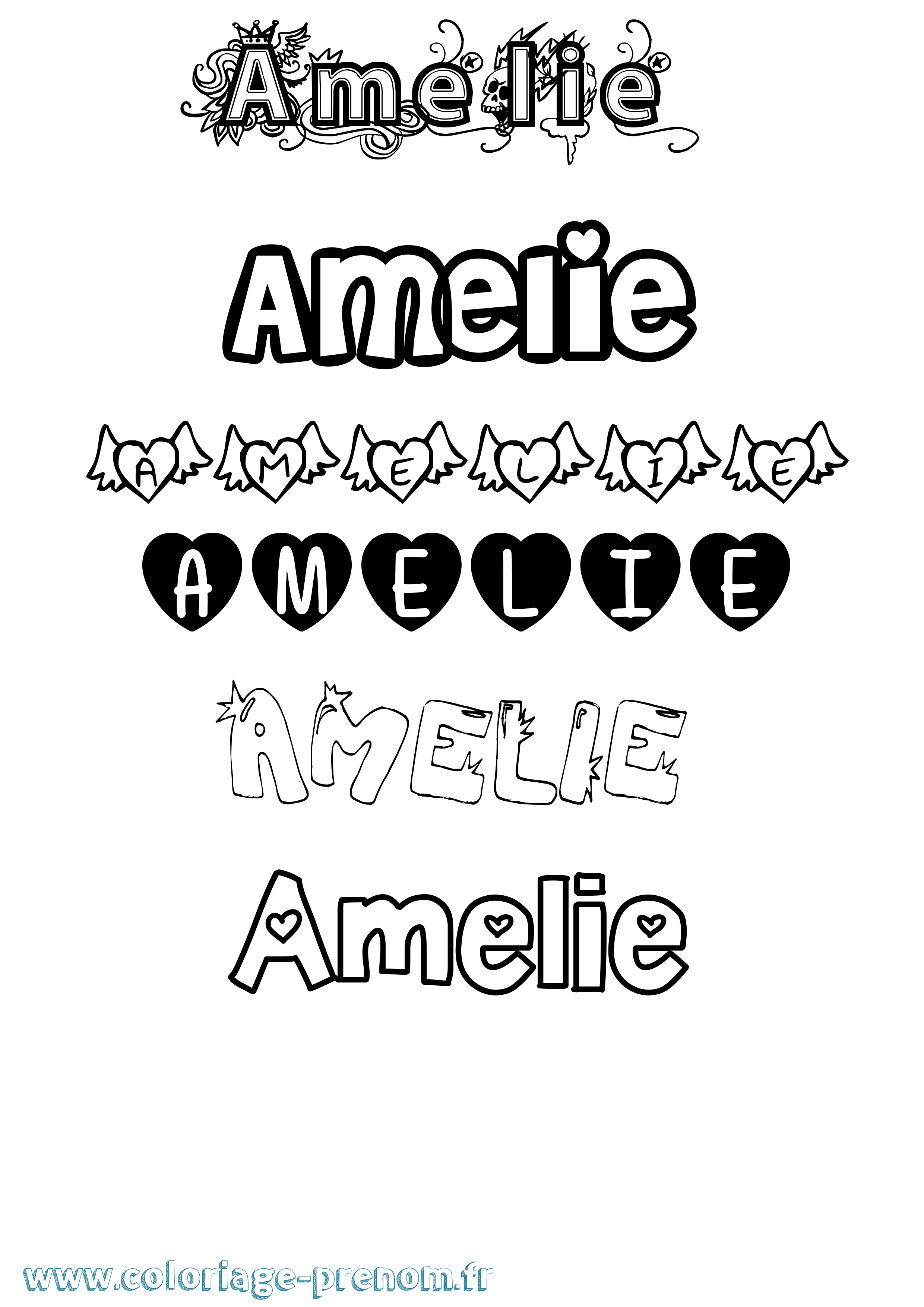 Coloriage Amelie Girly Coloriage prénom Amelie Girly