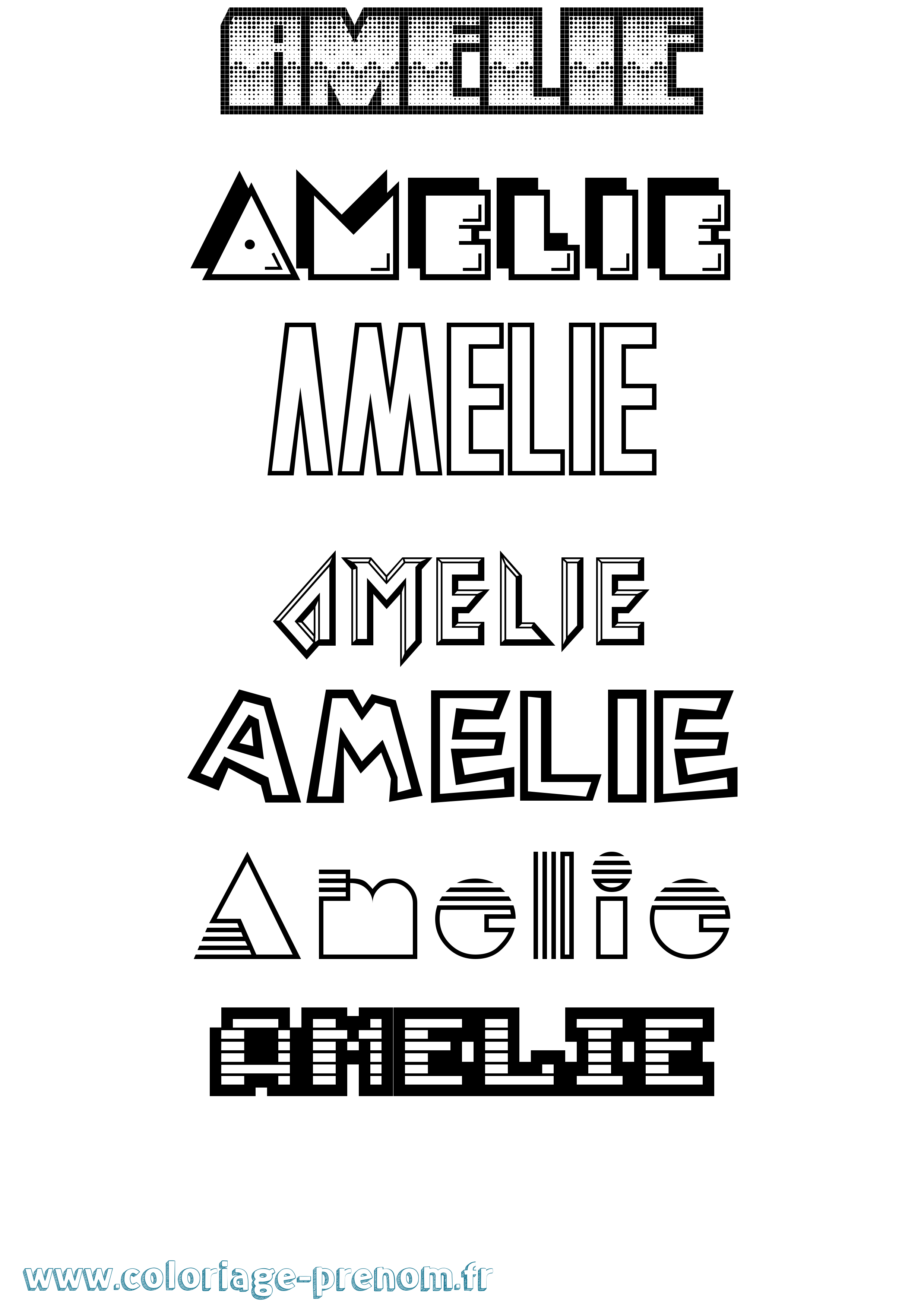 Coloriage prénom Amelie