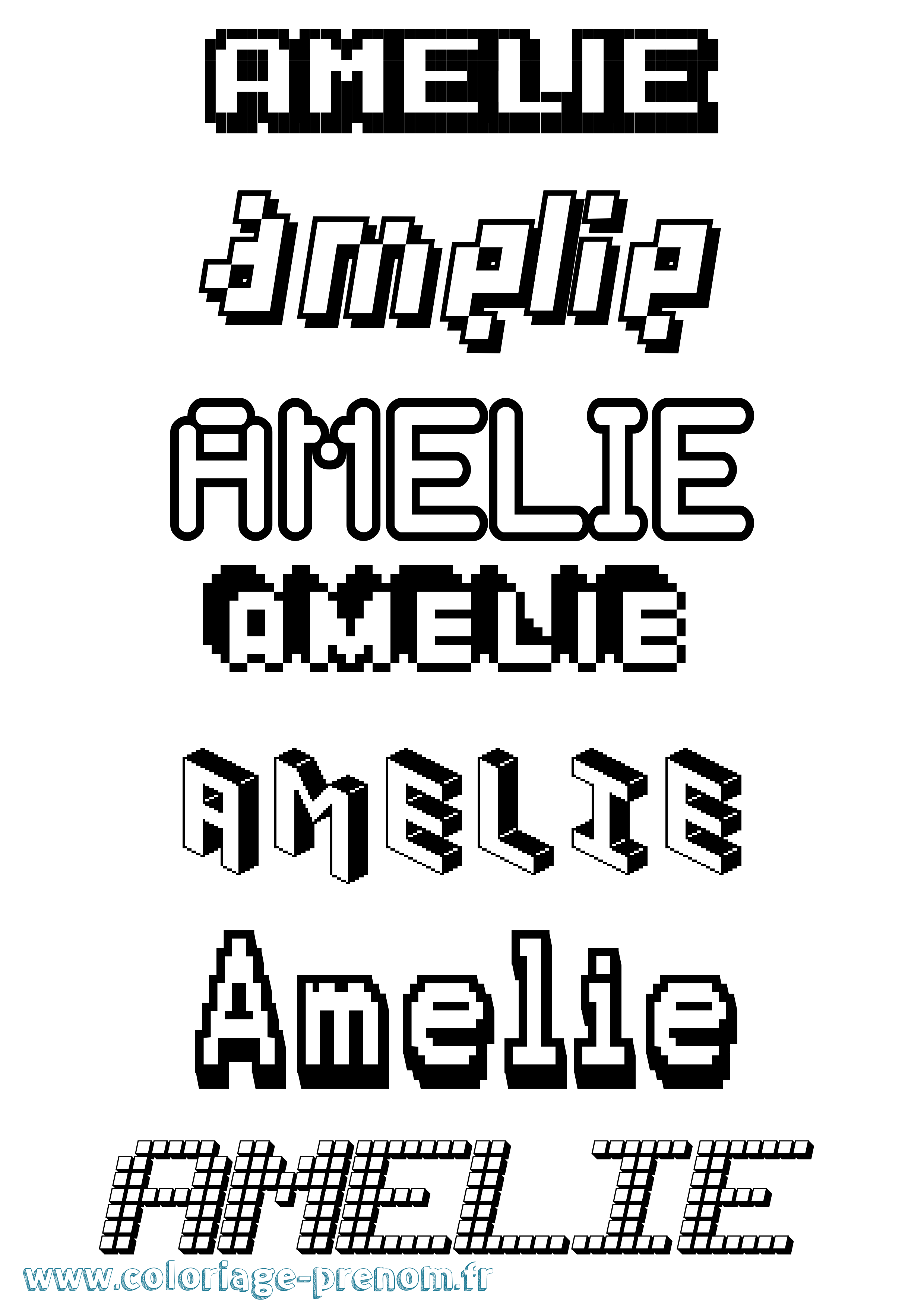 Coloriage Amelie Pixel Coloriage prénom Amelie Pixel