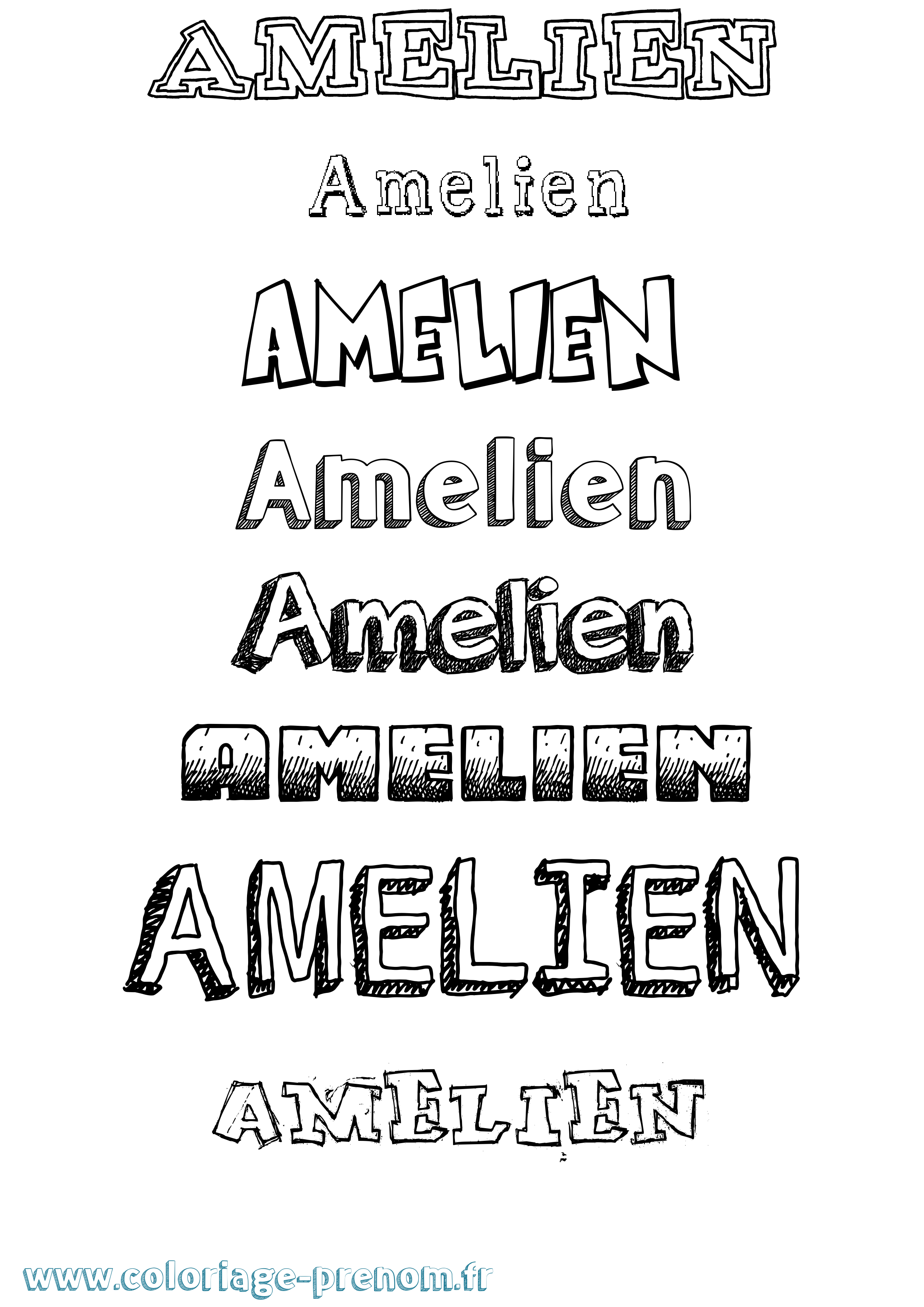 Coloriage prénom Amelien Dessiné