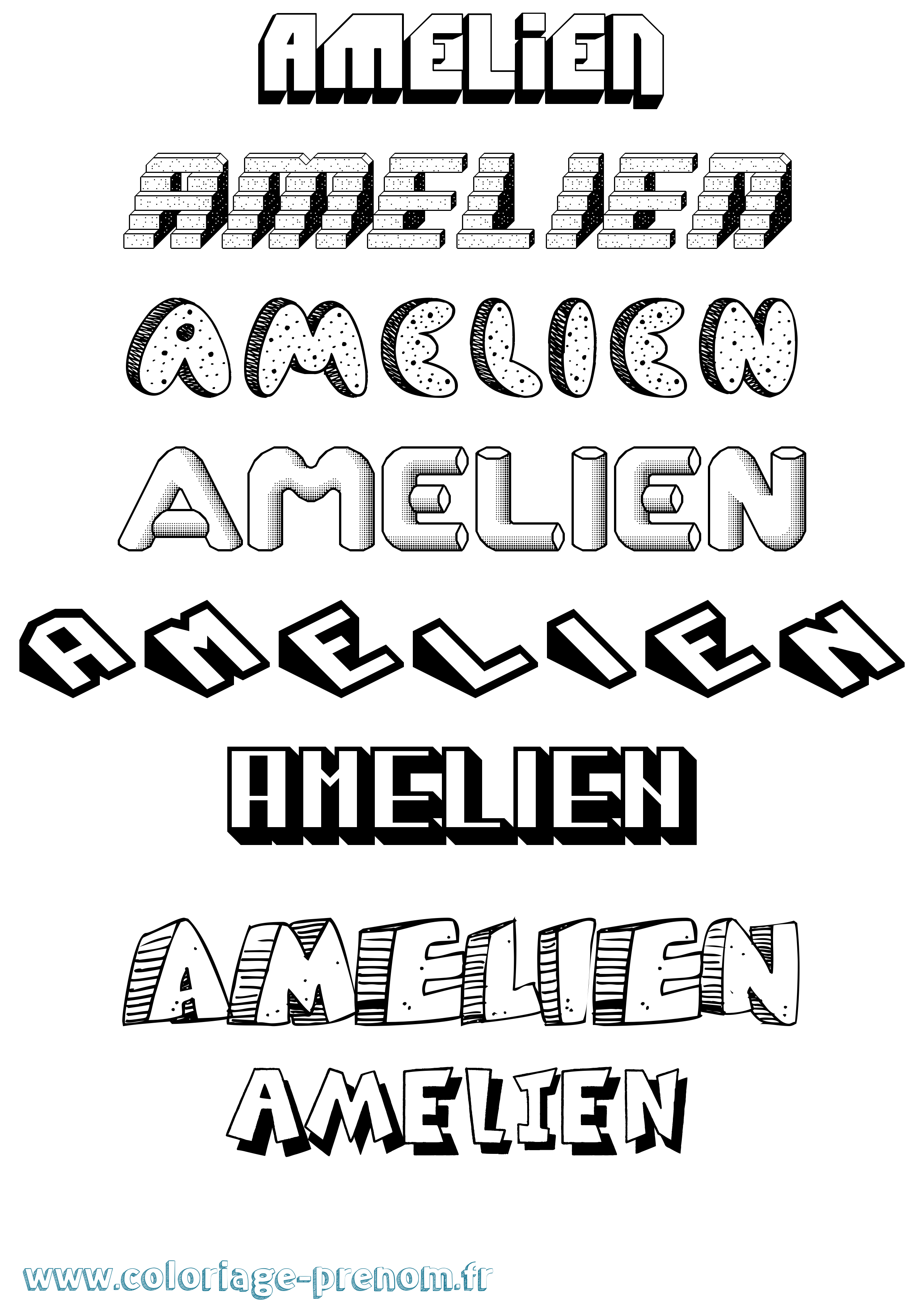 Coloriage prénom Amelien Effet 3D