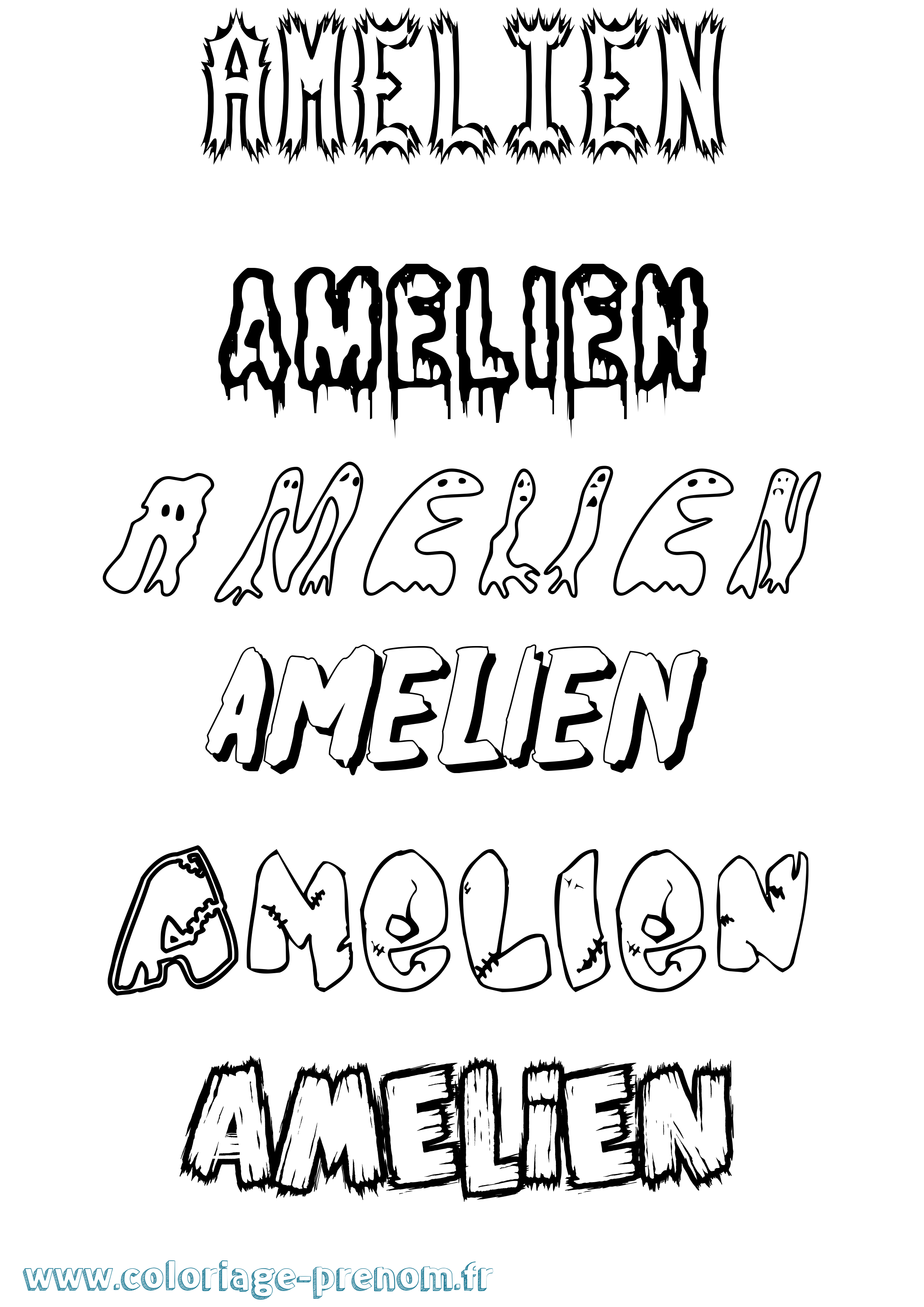 Coloriage prénom Amelien Frisson