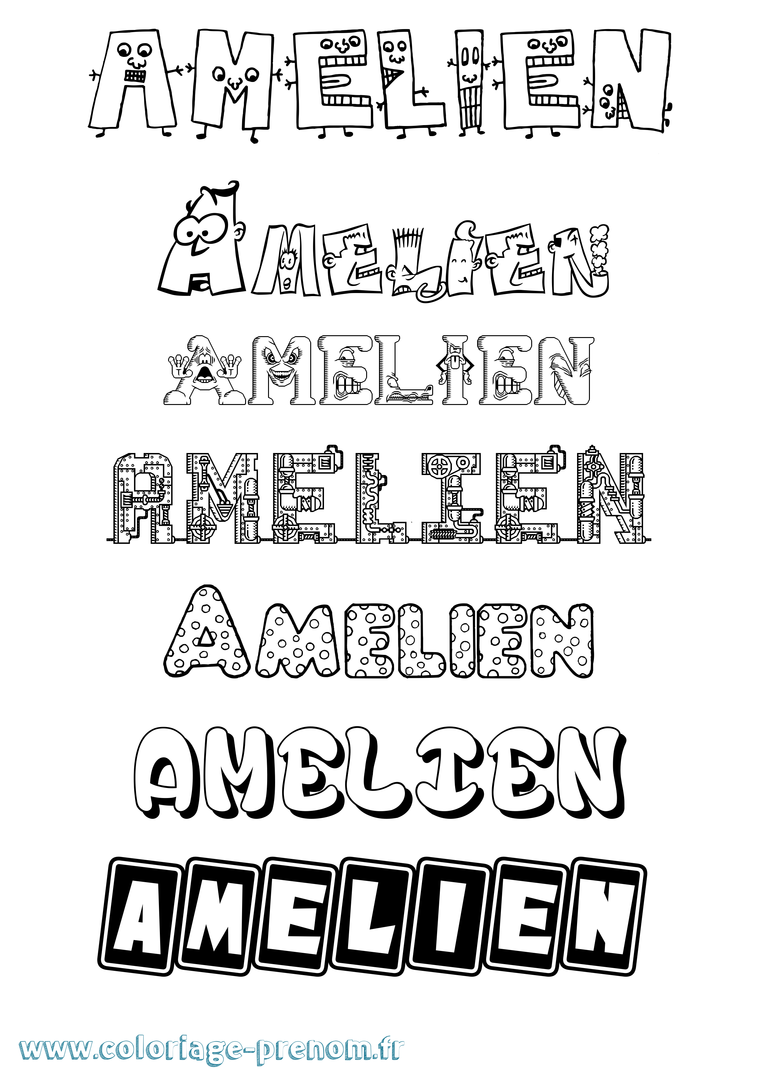 Coloriage prénom Amelien Fun