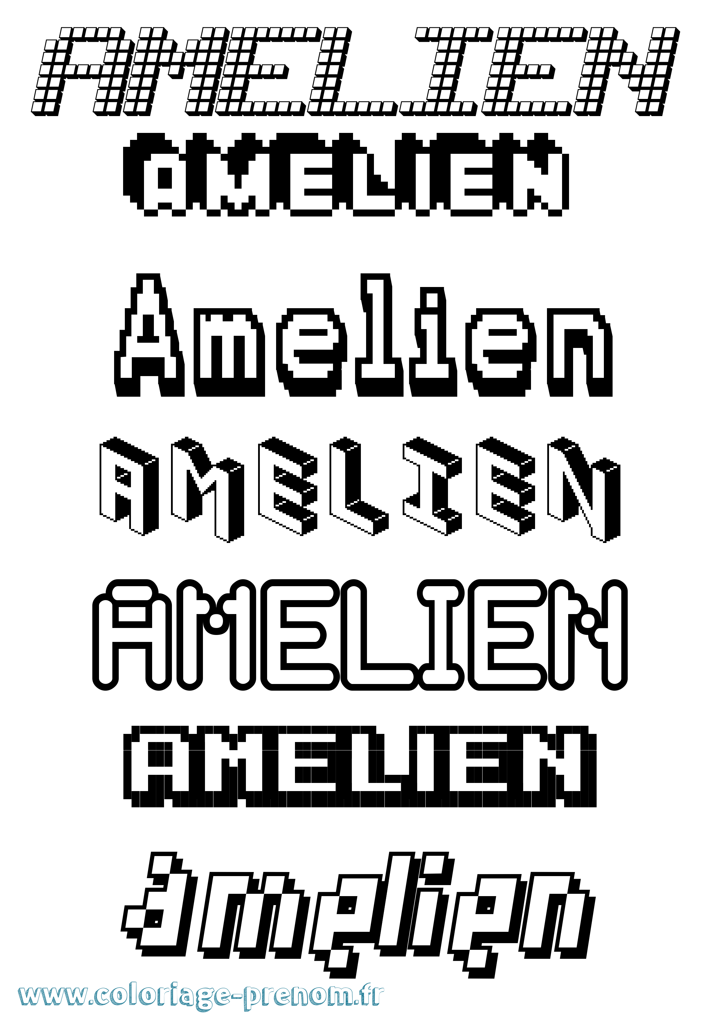Coloriage prénom Amelien Pixel