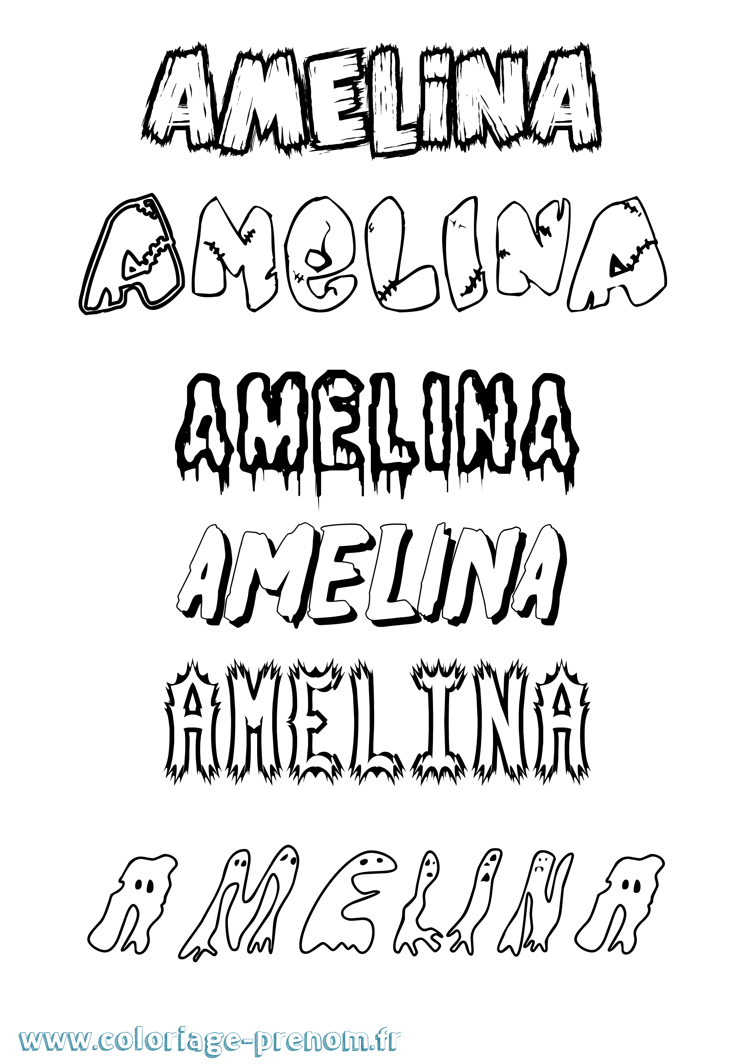 Coloriage prénom Amelina Frisson