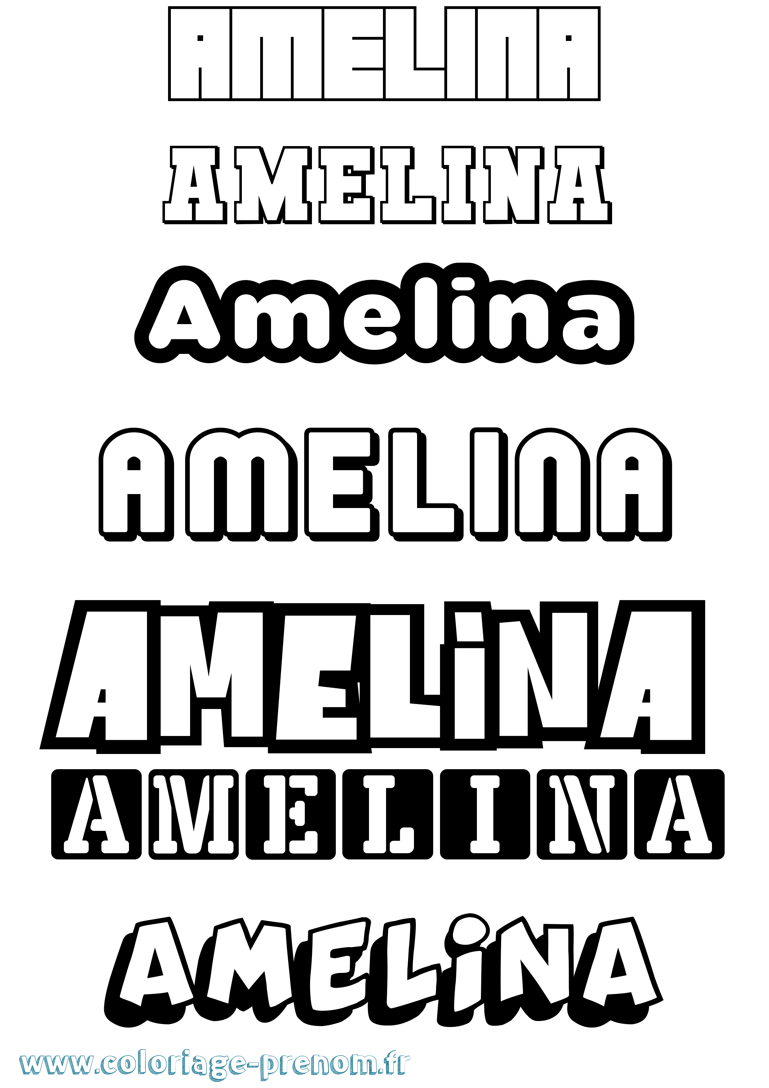 Coloriage prénom Amelina Simple
