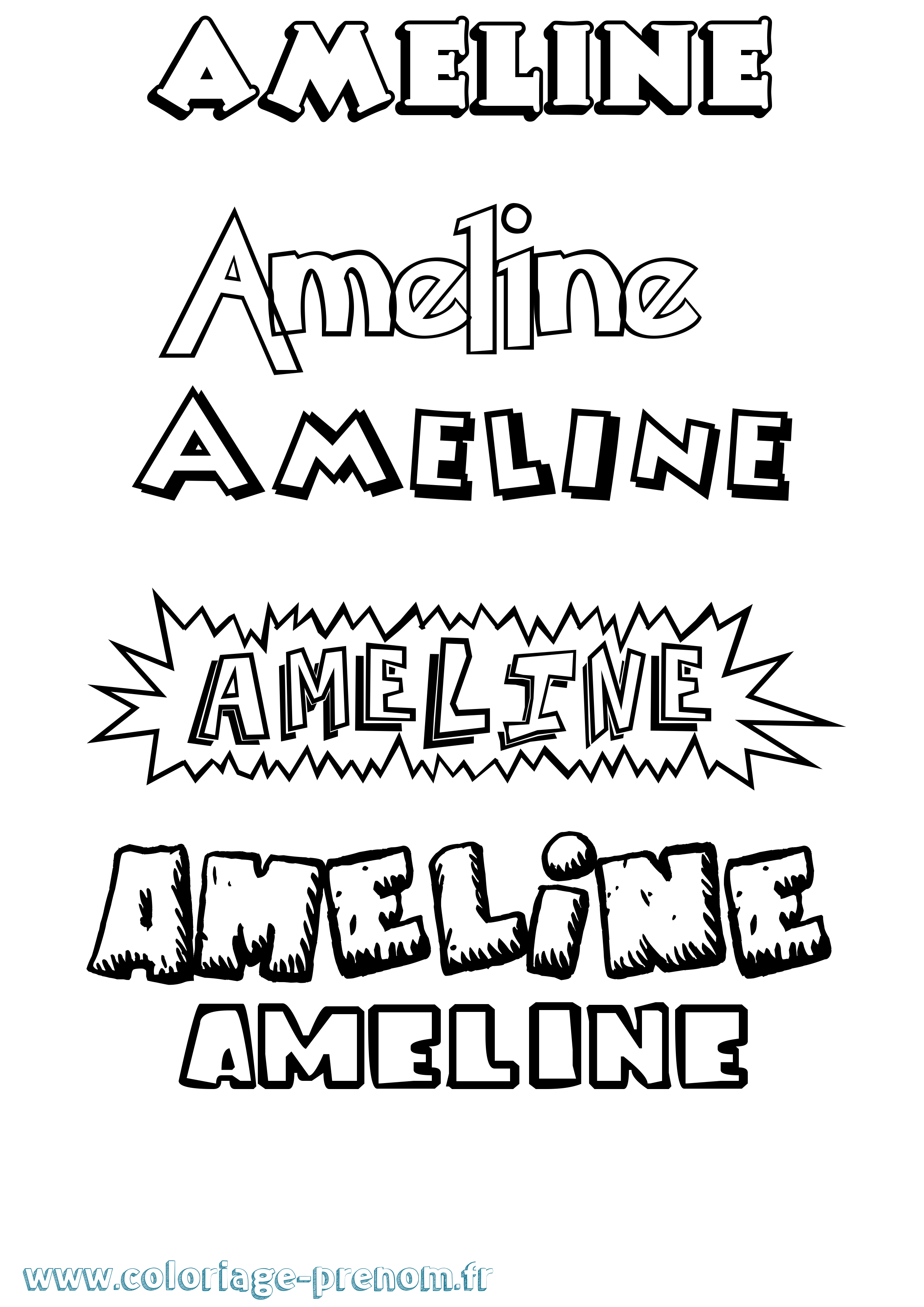 Coloriage prénom Ameline Dessin Animé