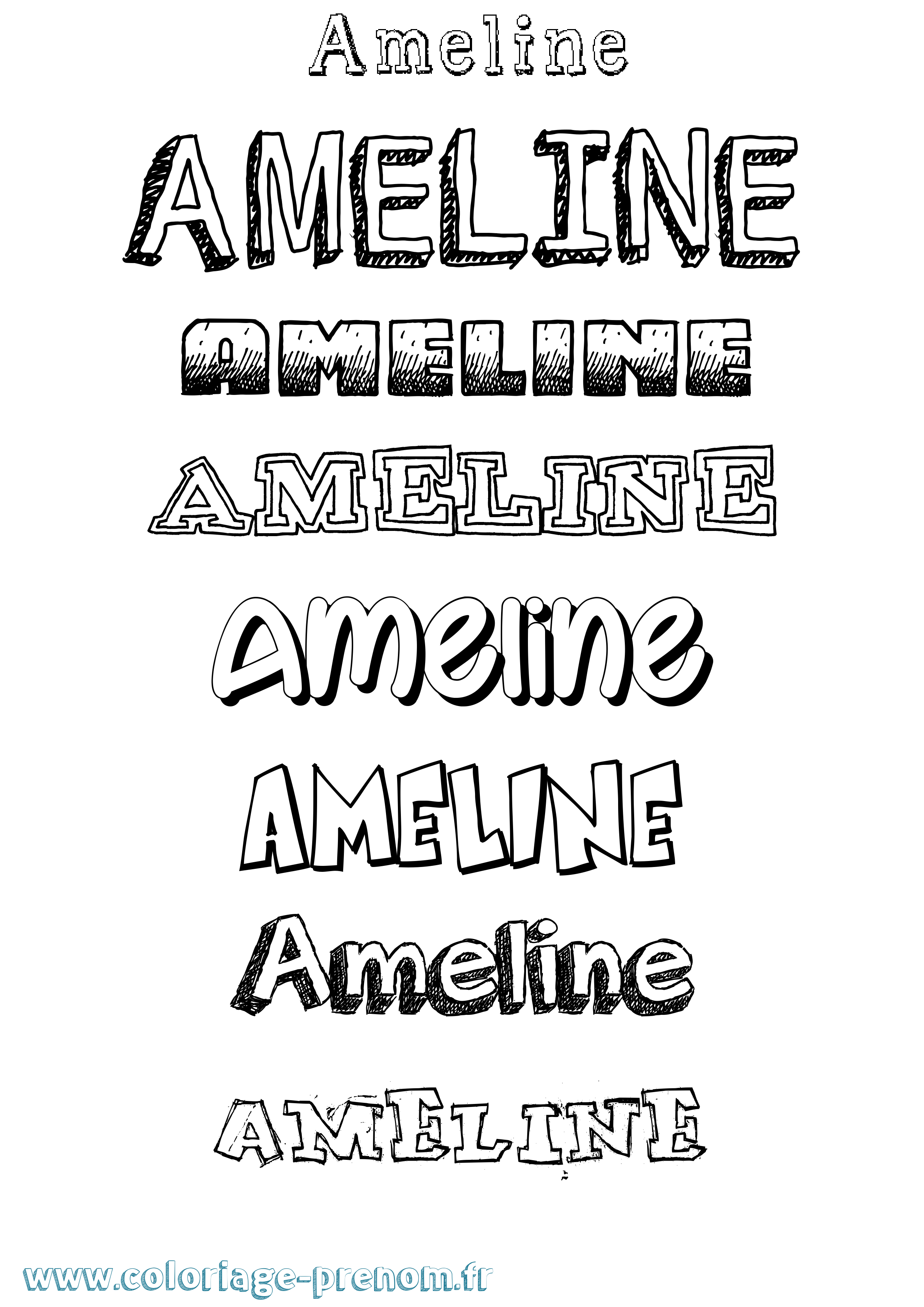 Coloriage prénom Ameline Dessiné