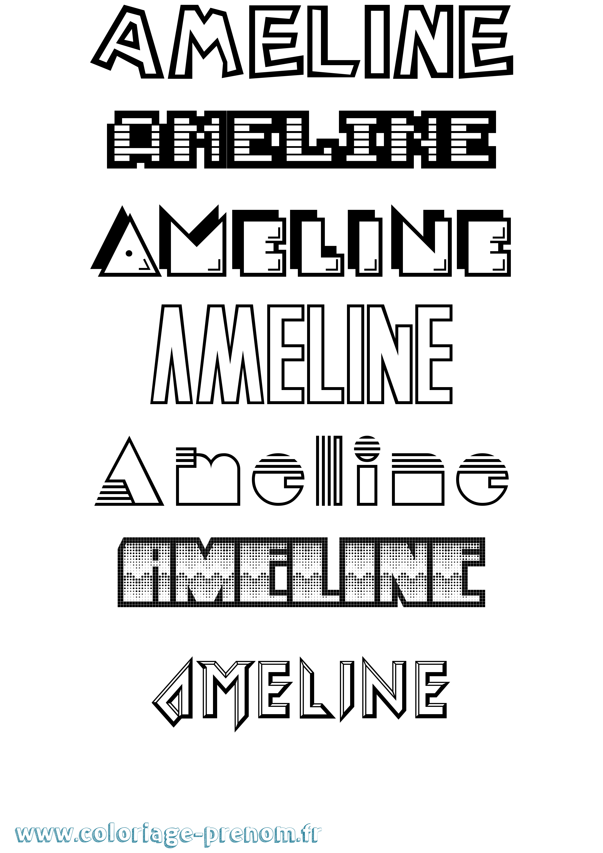Coloriage prénom Ameline Jeux Vidéos