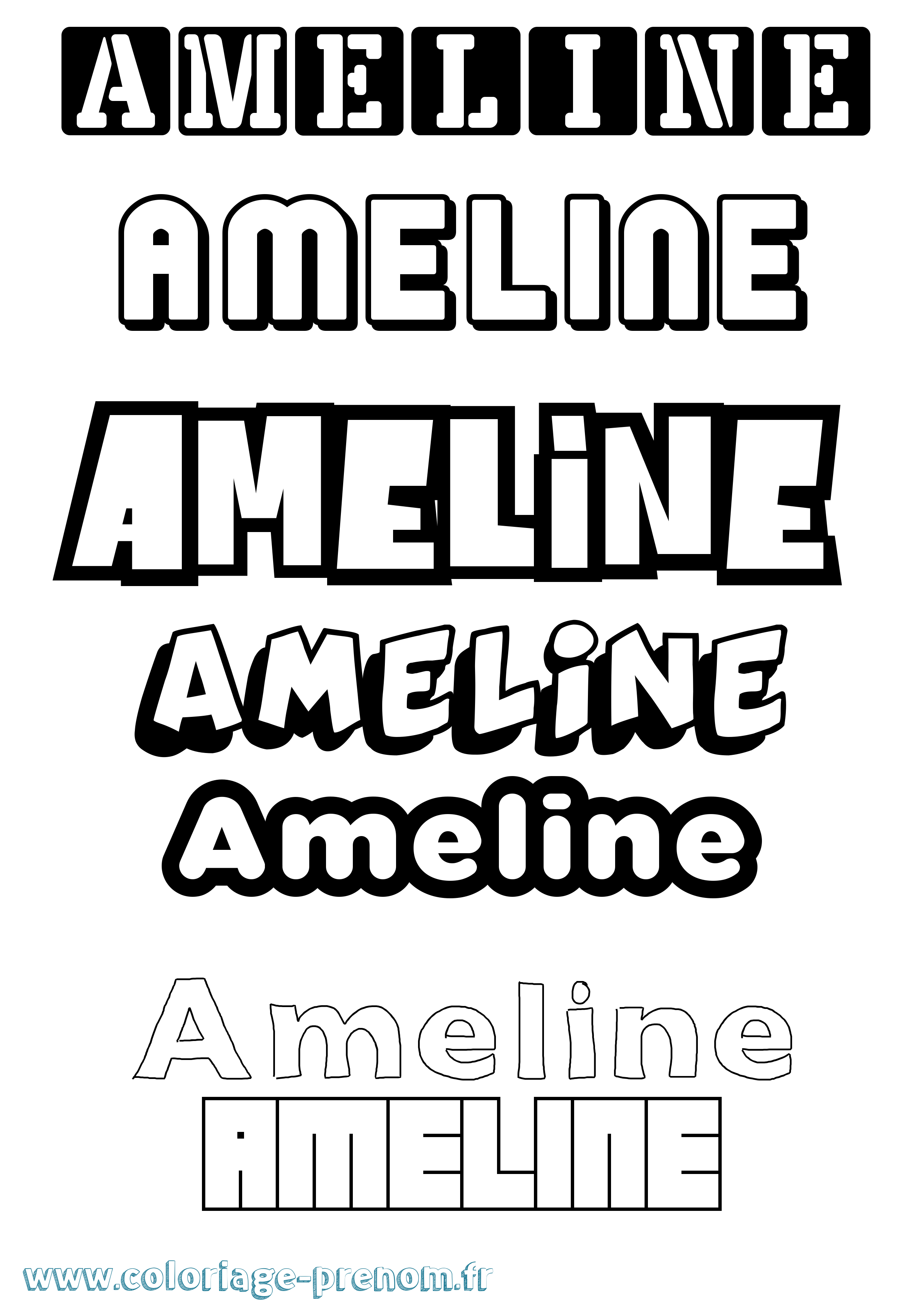 Coloriage prénom Ameline Simple