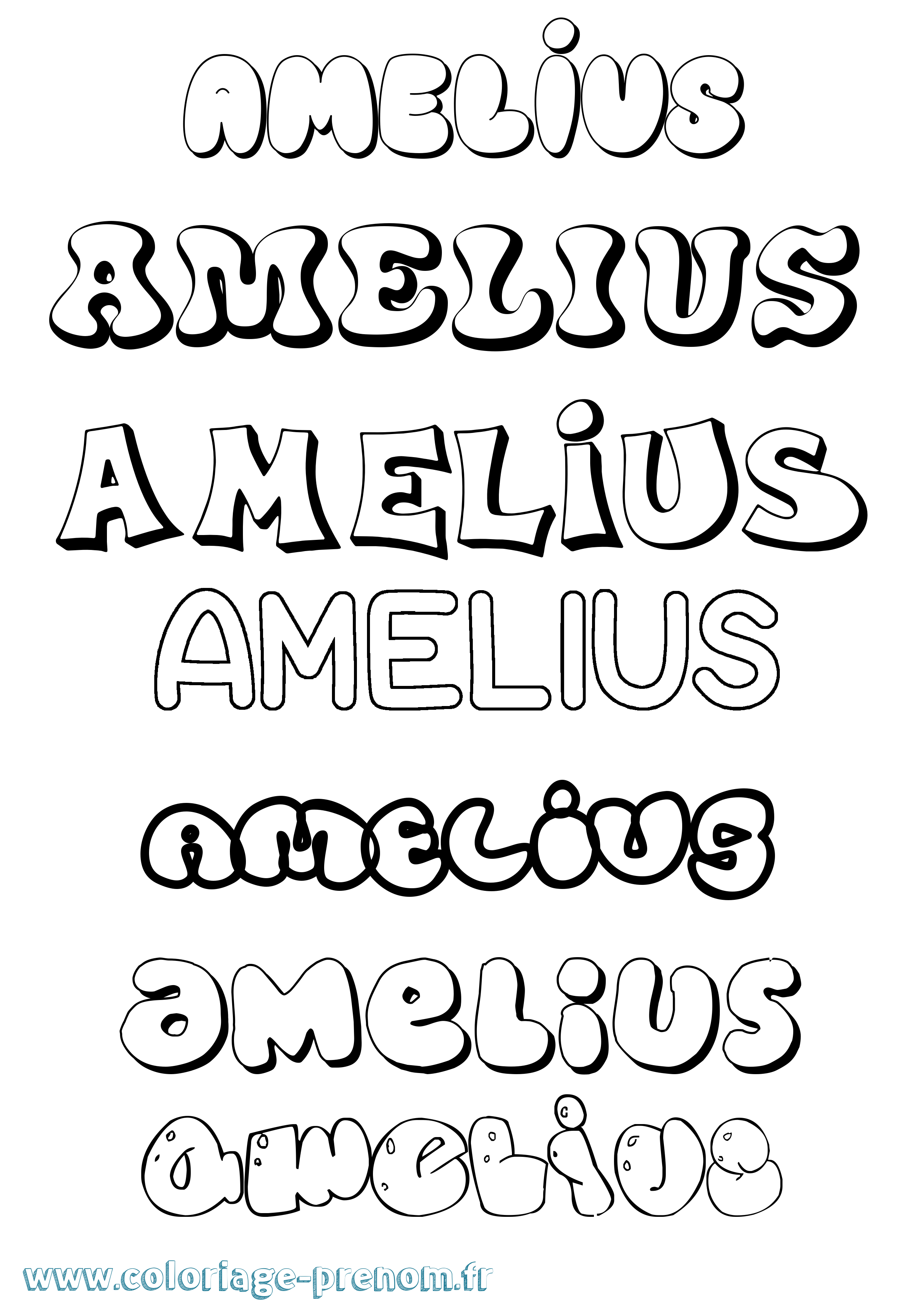 Coloriage prénom Amelius Bubble