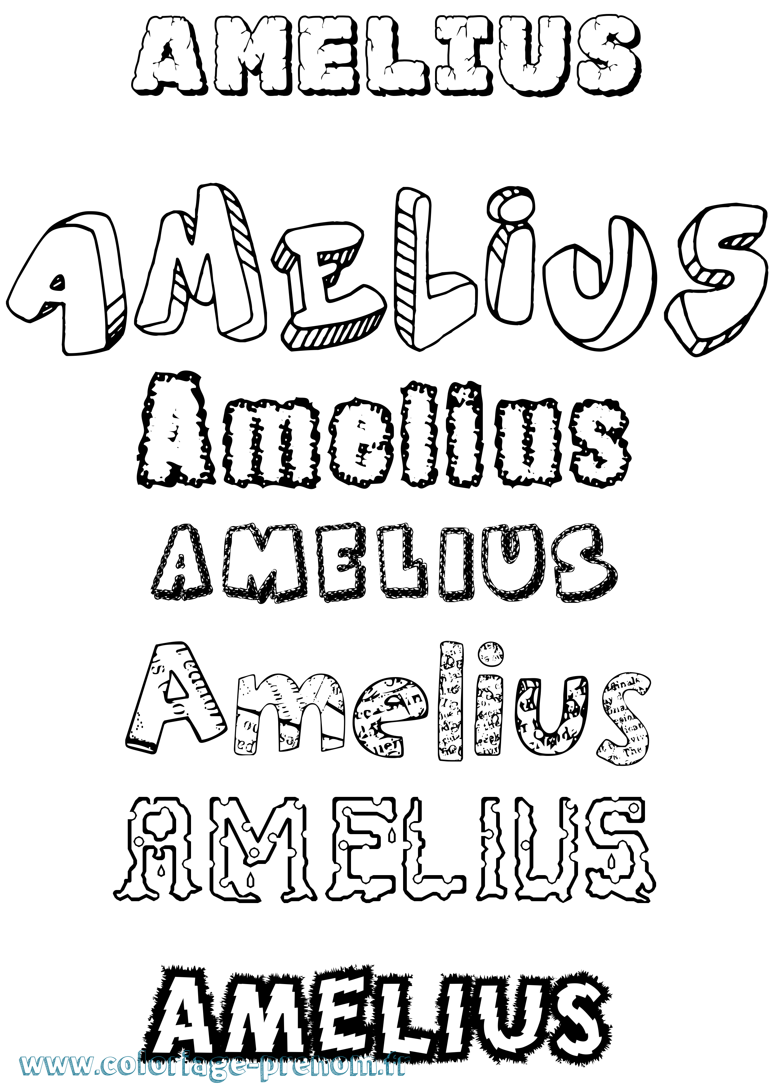 Coloriage prénom Amelius Destructuré