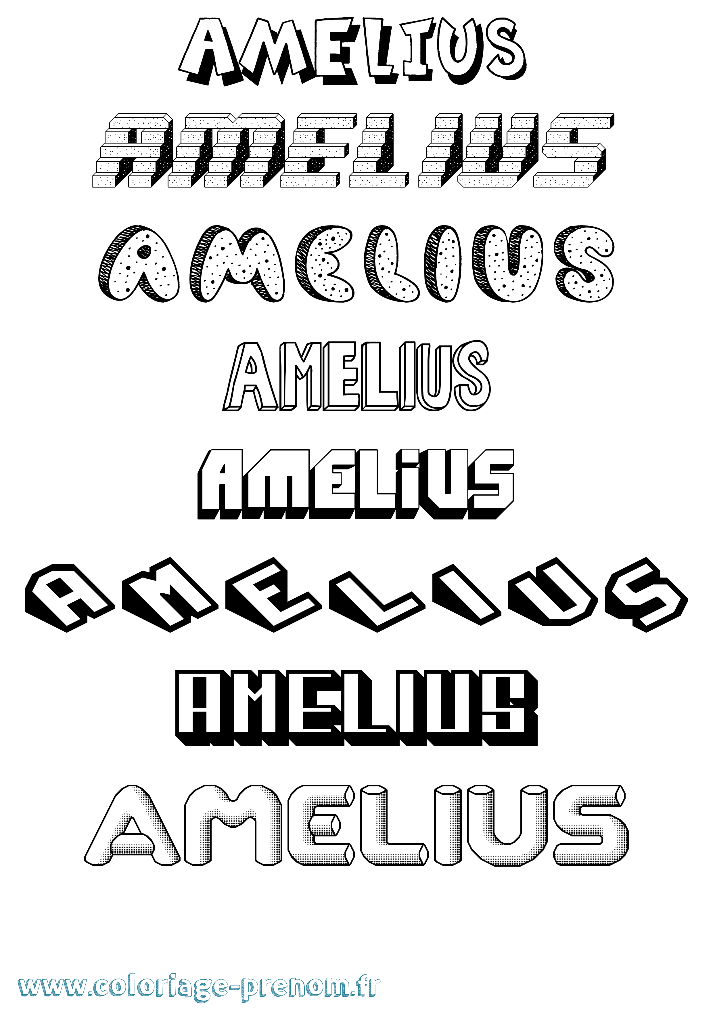 Coloriage prénom Amelius Effet 3D