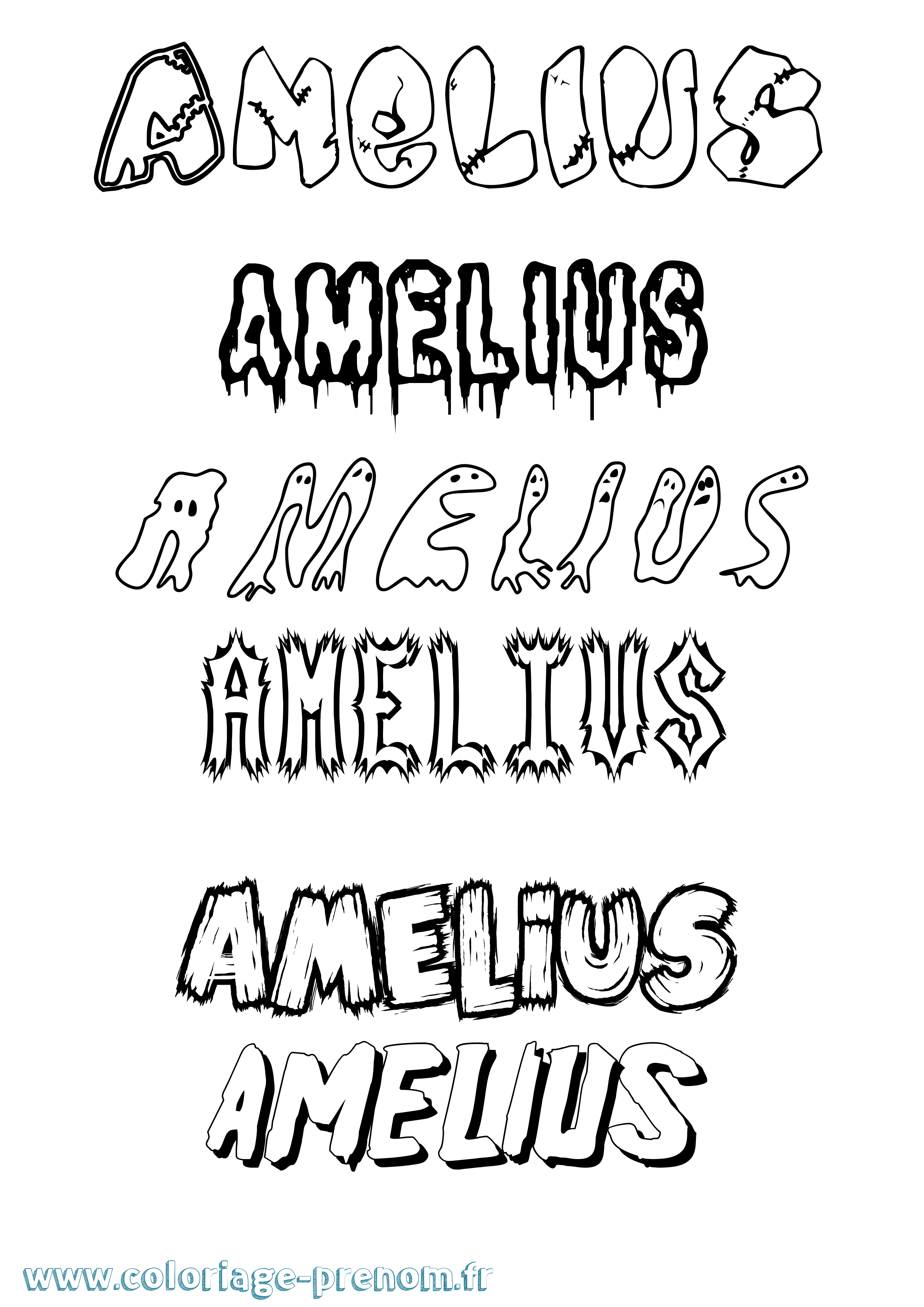 Coloriage prénom Amelius Frisson