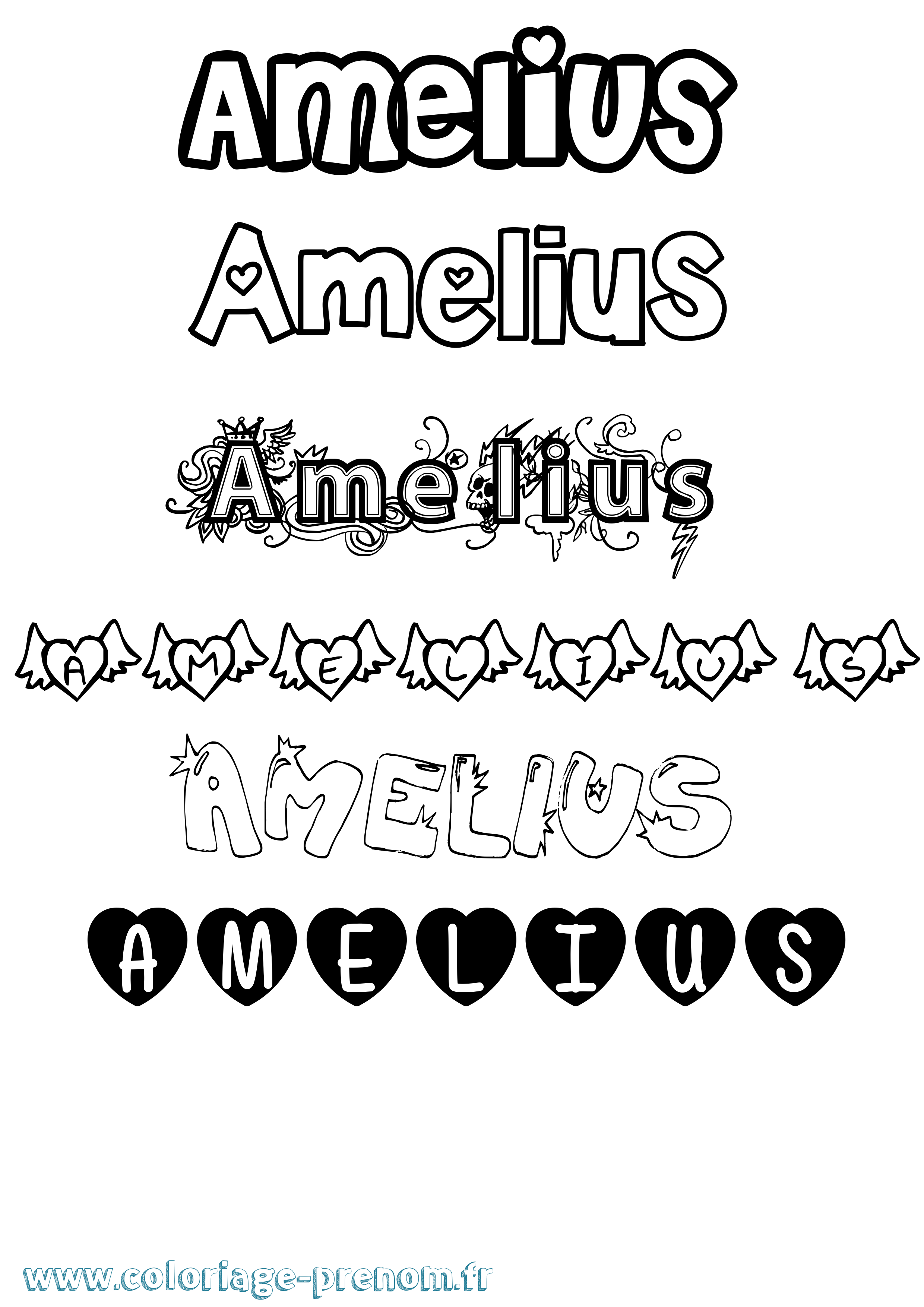 Coloriage prénom Amelius Girly