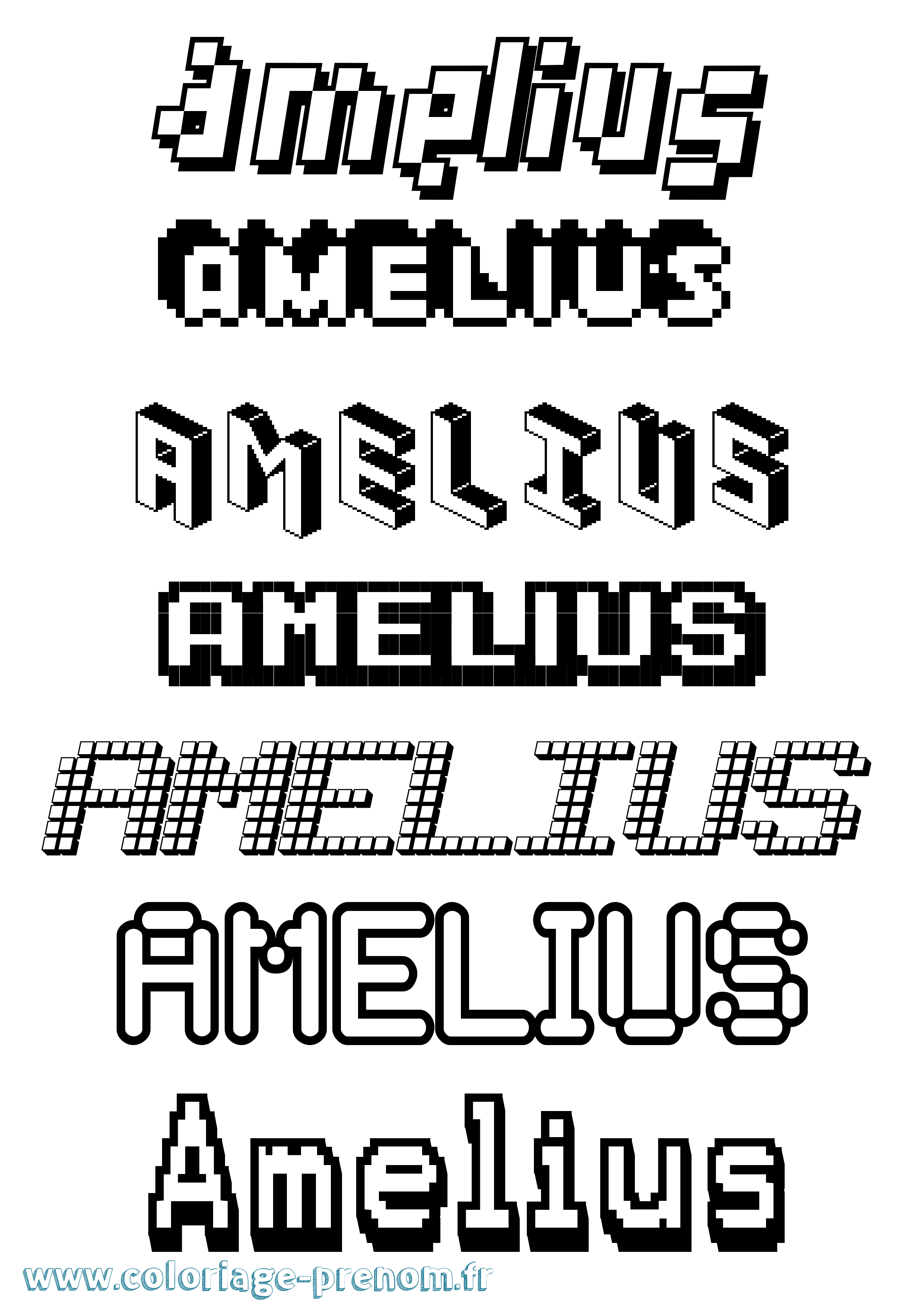 Coloriage prénom Amelius Pixel