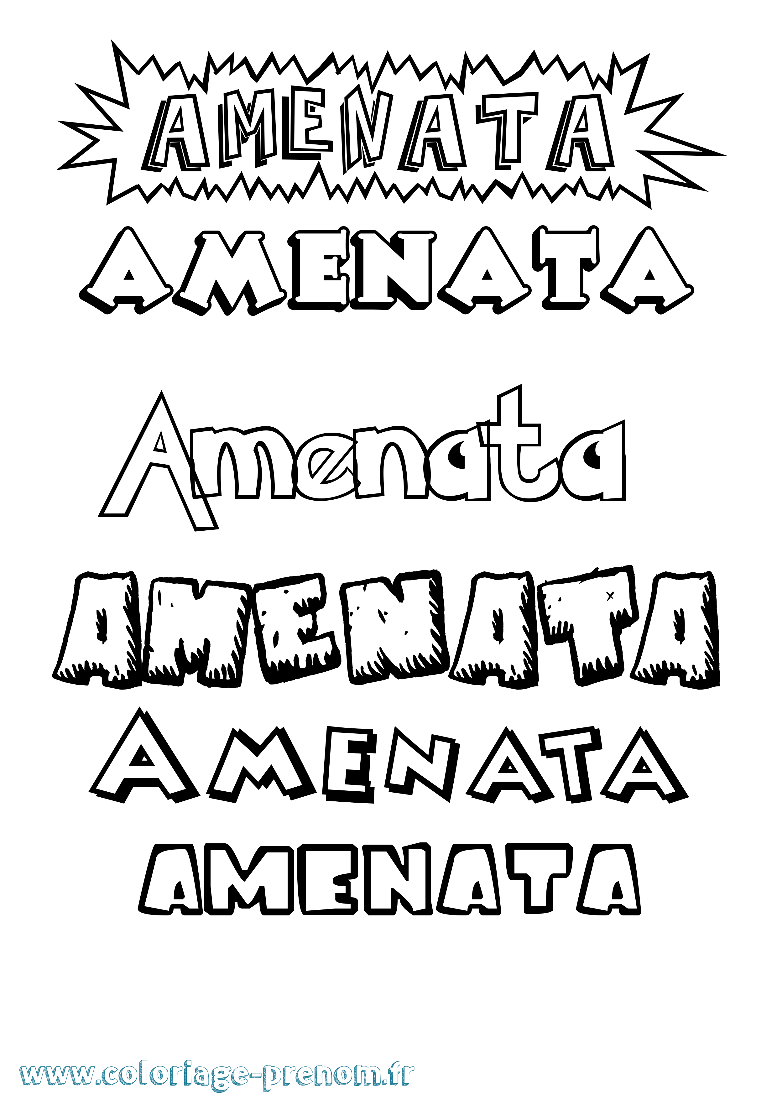 Coloriage prénom Amenata Dessin Animé