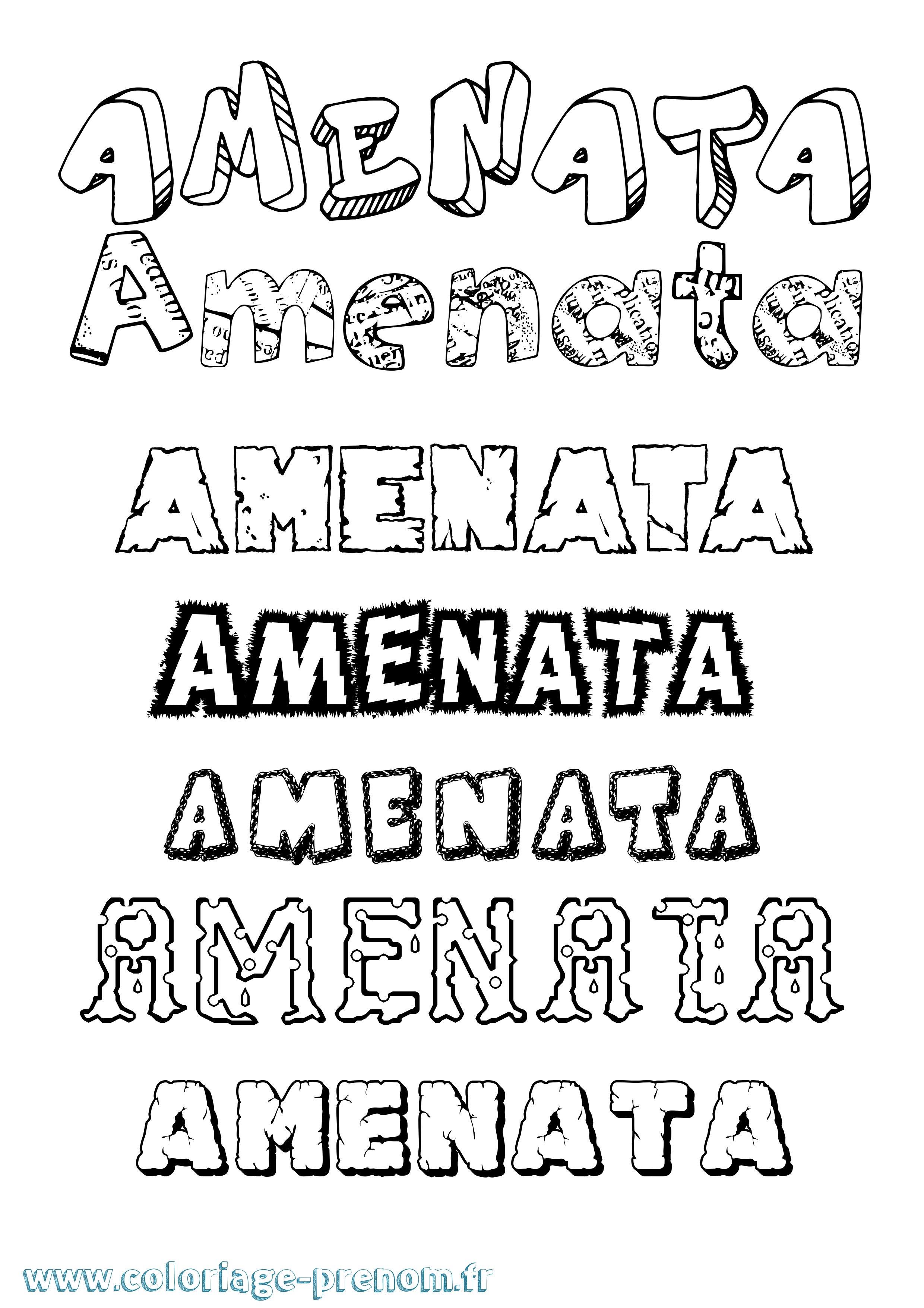 Coloriage prénom Amenata Destructuré