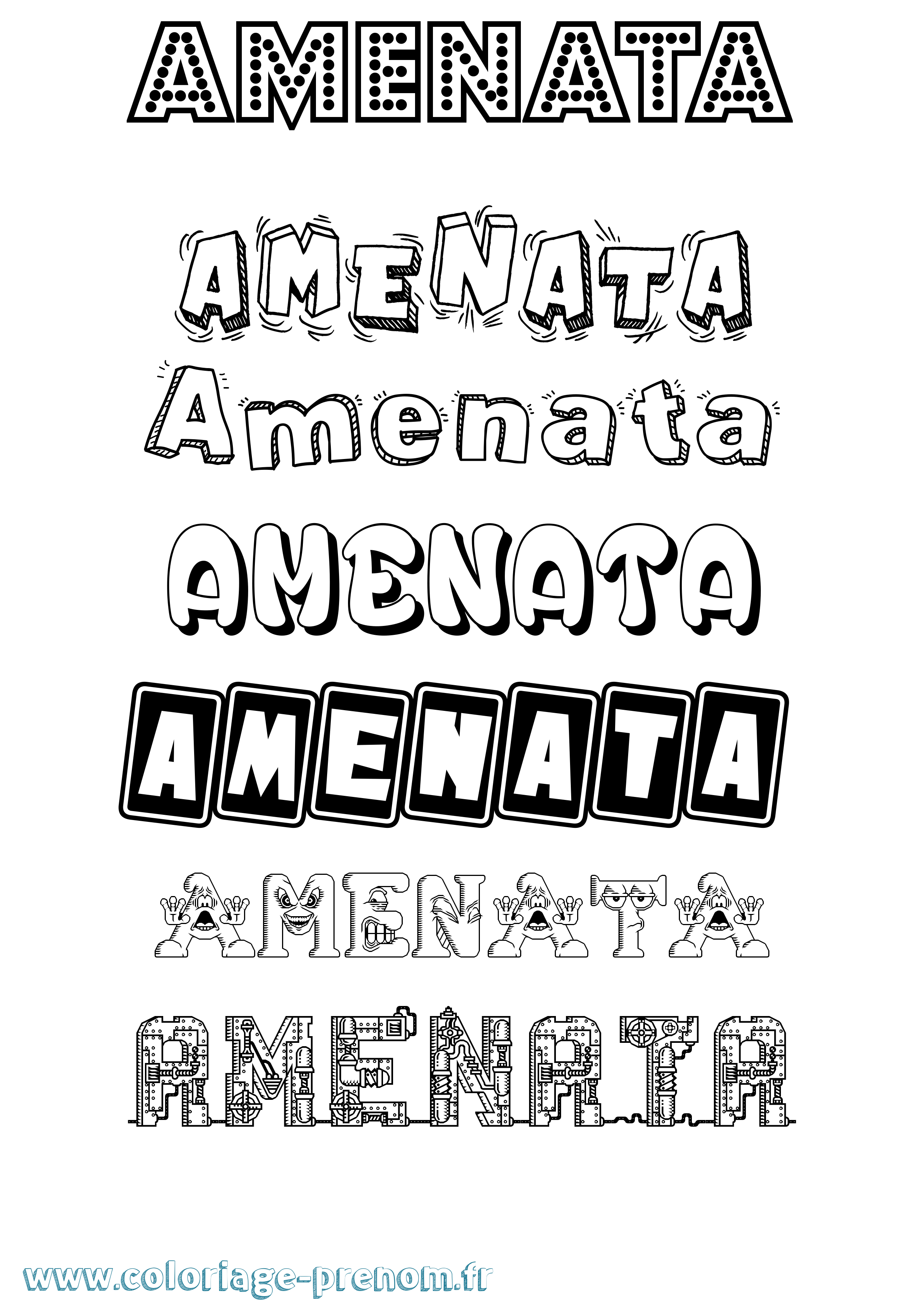 Coloriage prénom Amenata Fun