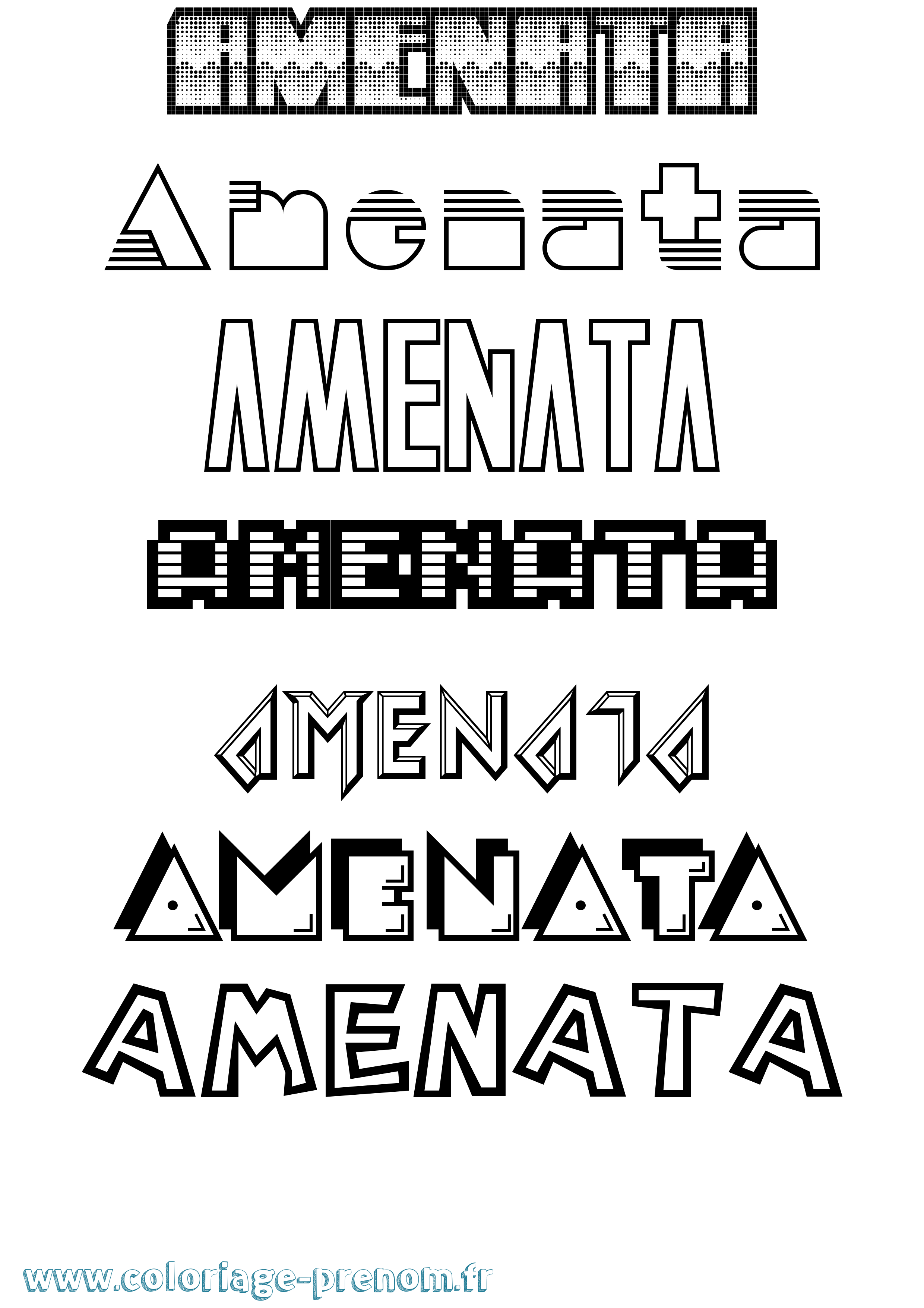 Coloriage prénom Amenata Jeux Vidéos