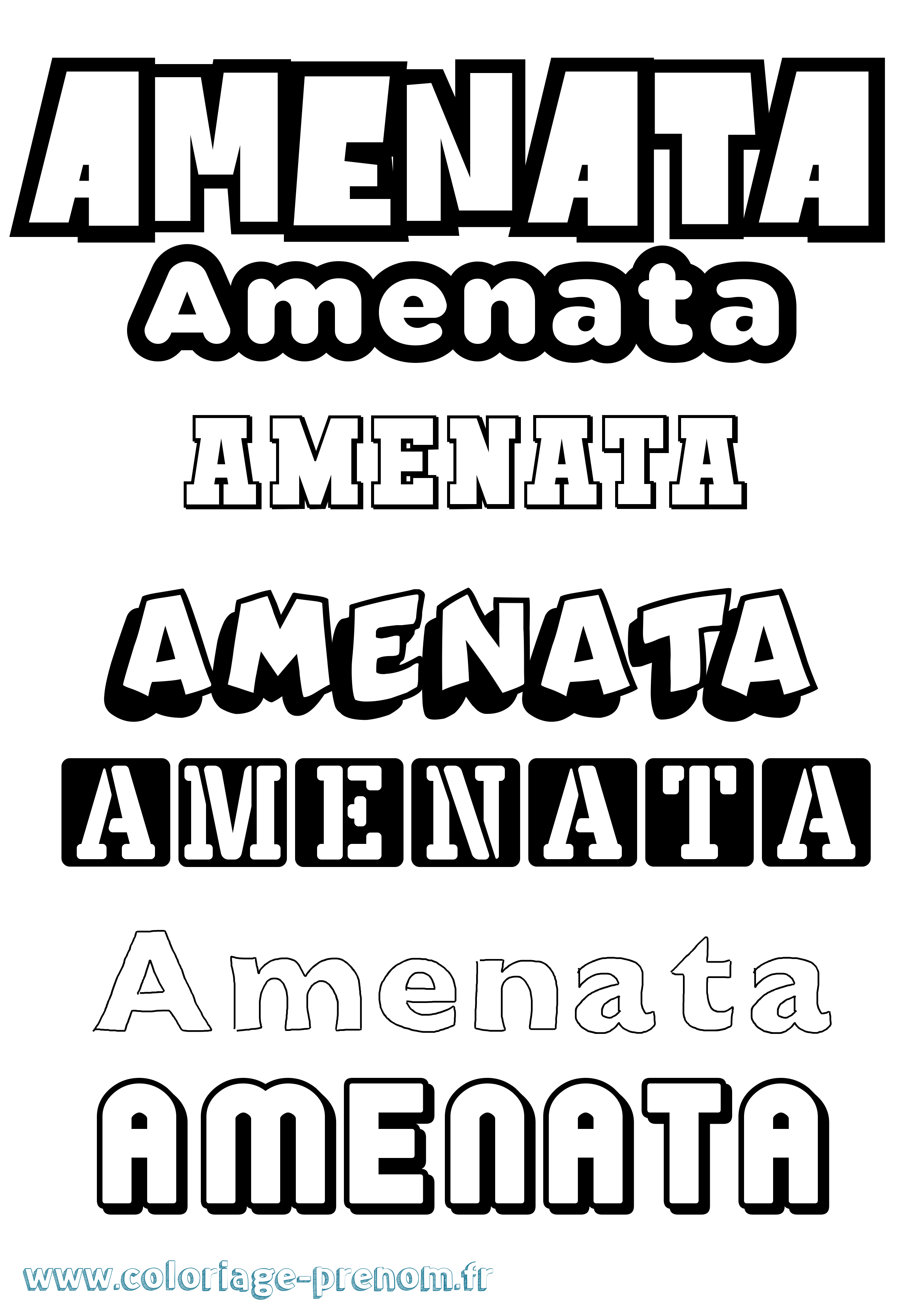 Coloriage prénom Amenata Simple