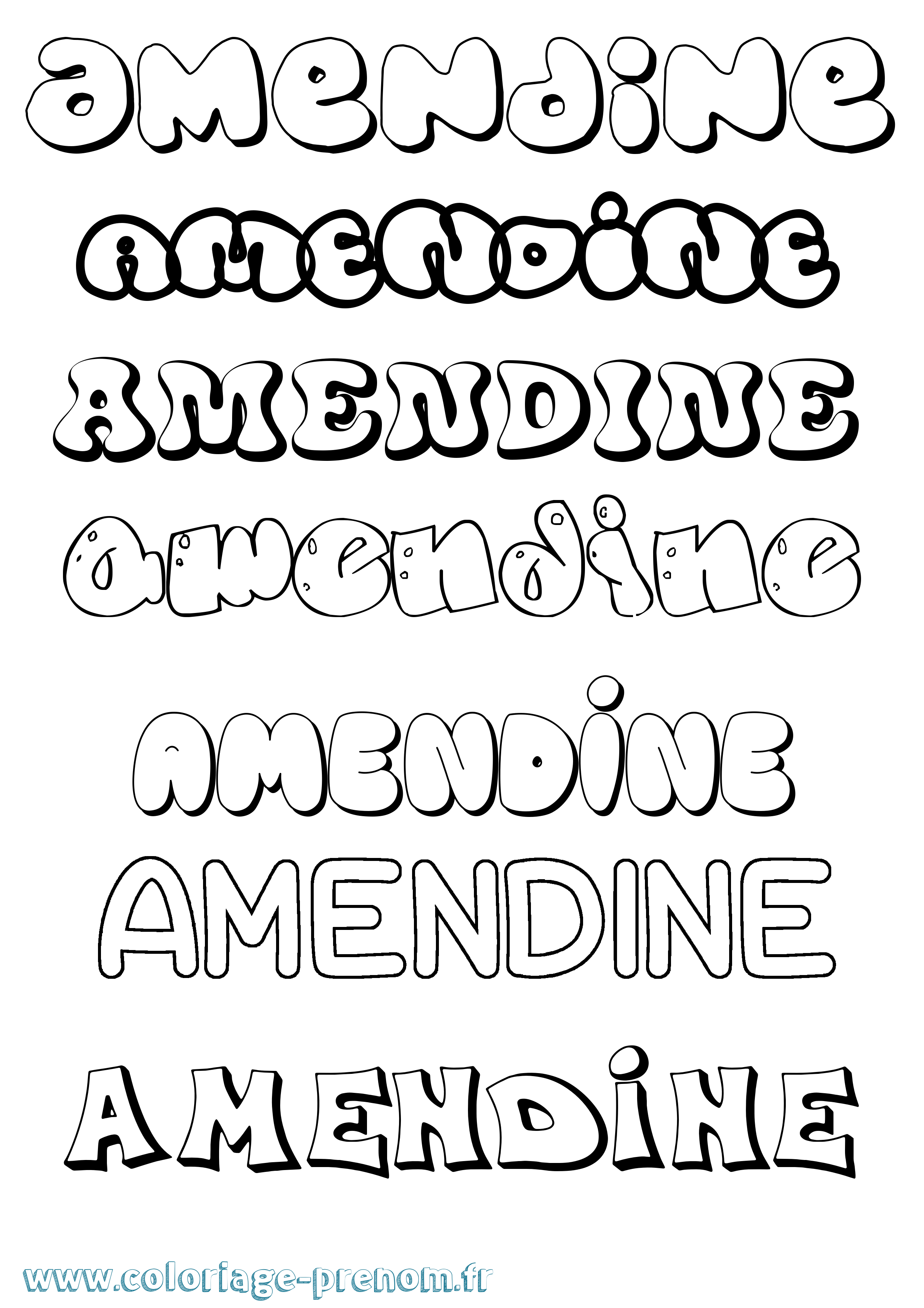 Coloriage prénom Amendine Bubble