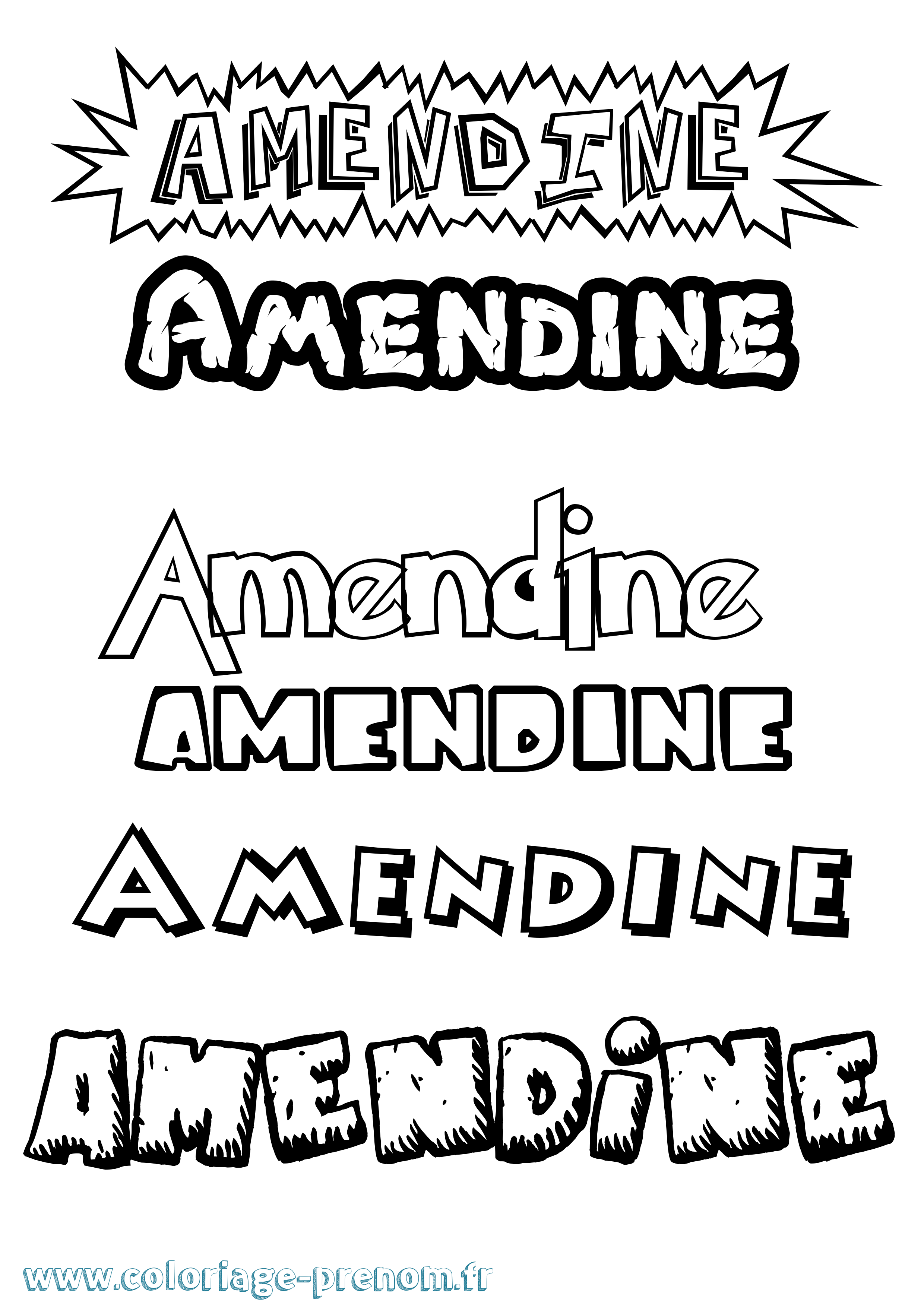 Coloriage prénom Amendine Dessin Animé