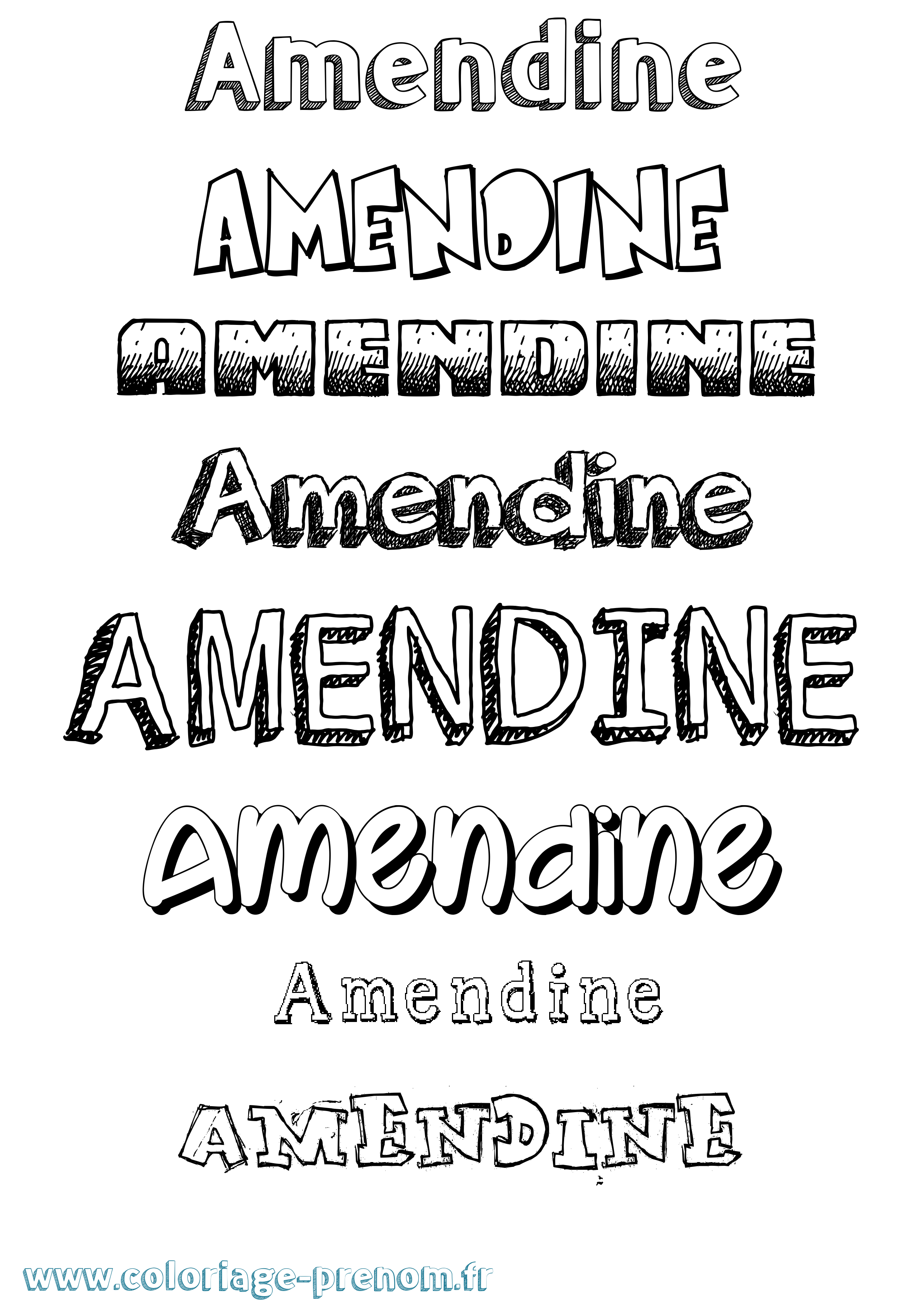 Coloriage prénom Amendine Dessiné