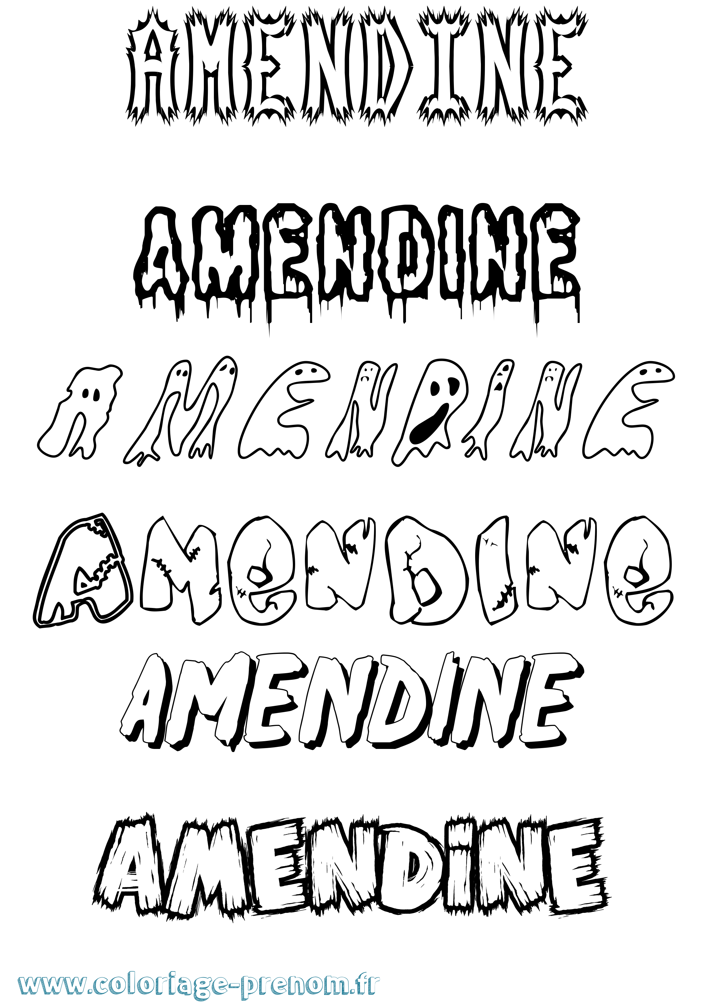 Coloriage prénom Amendine Frisson