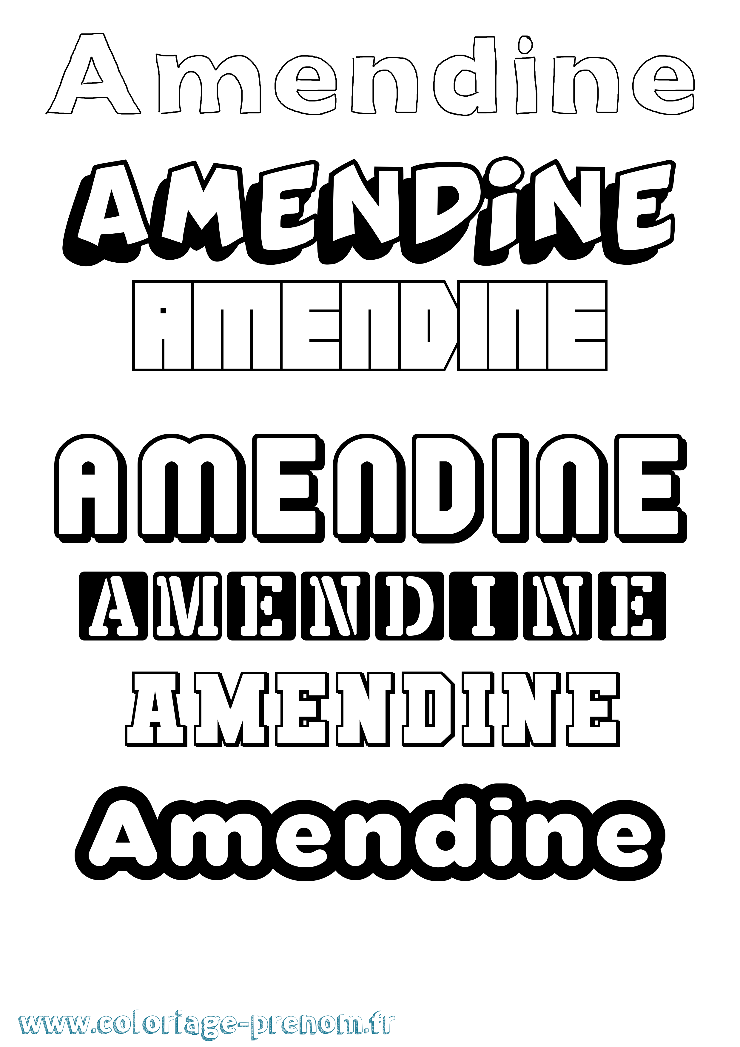 Coloriage prénom Amendine Simple