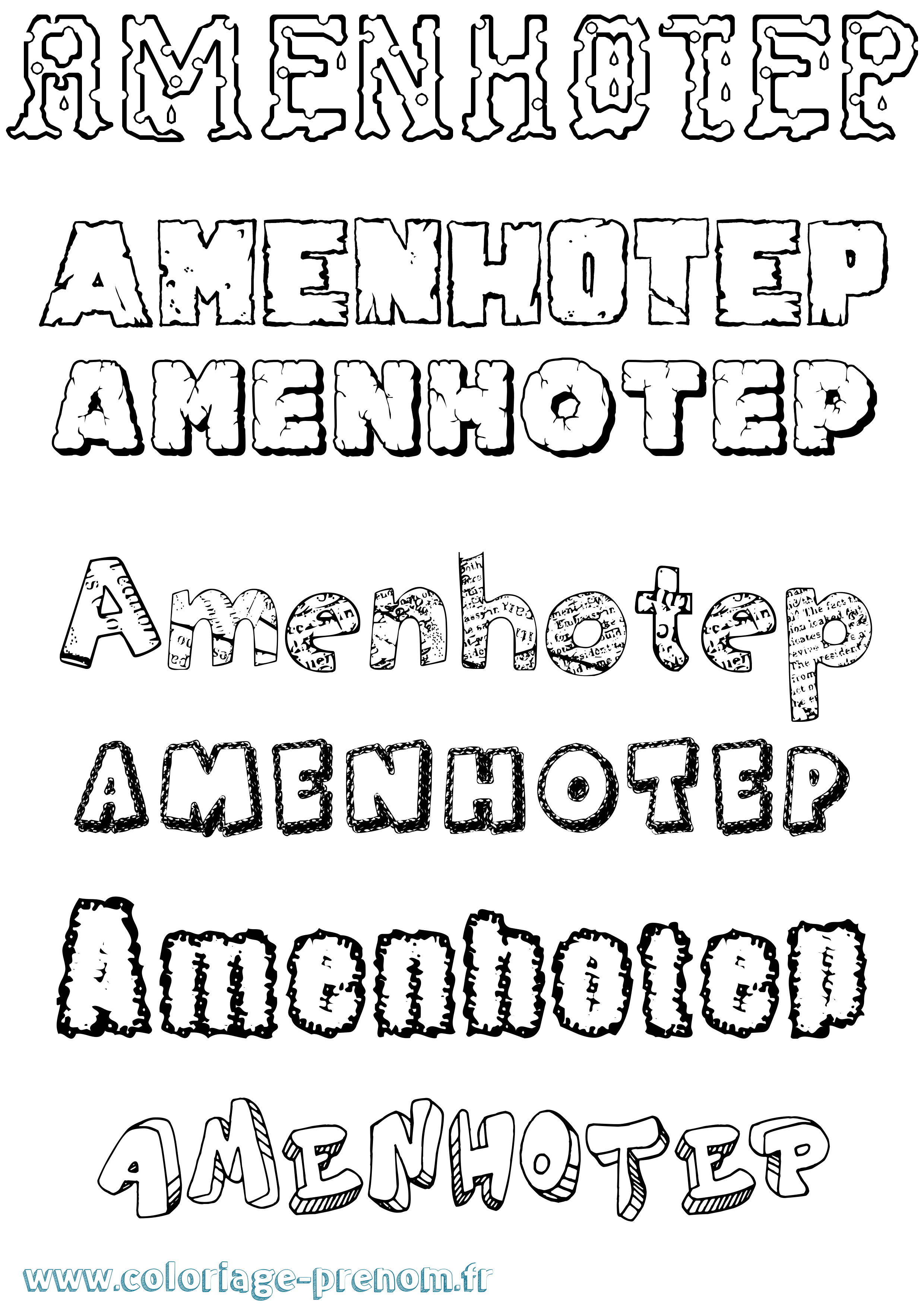Coloriage prénom Amenhotep Destructuré