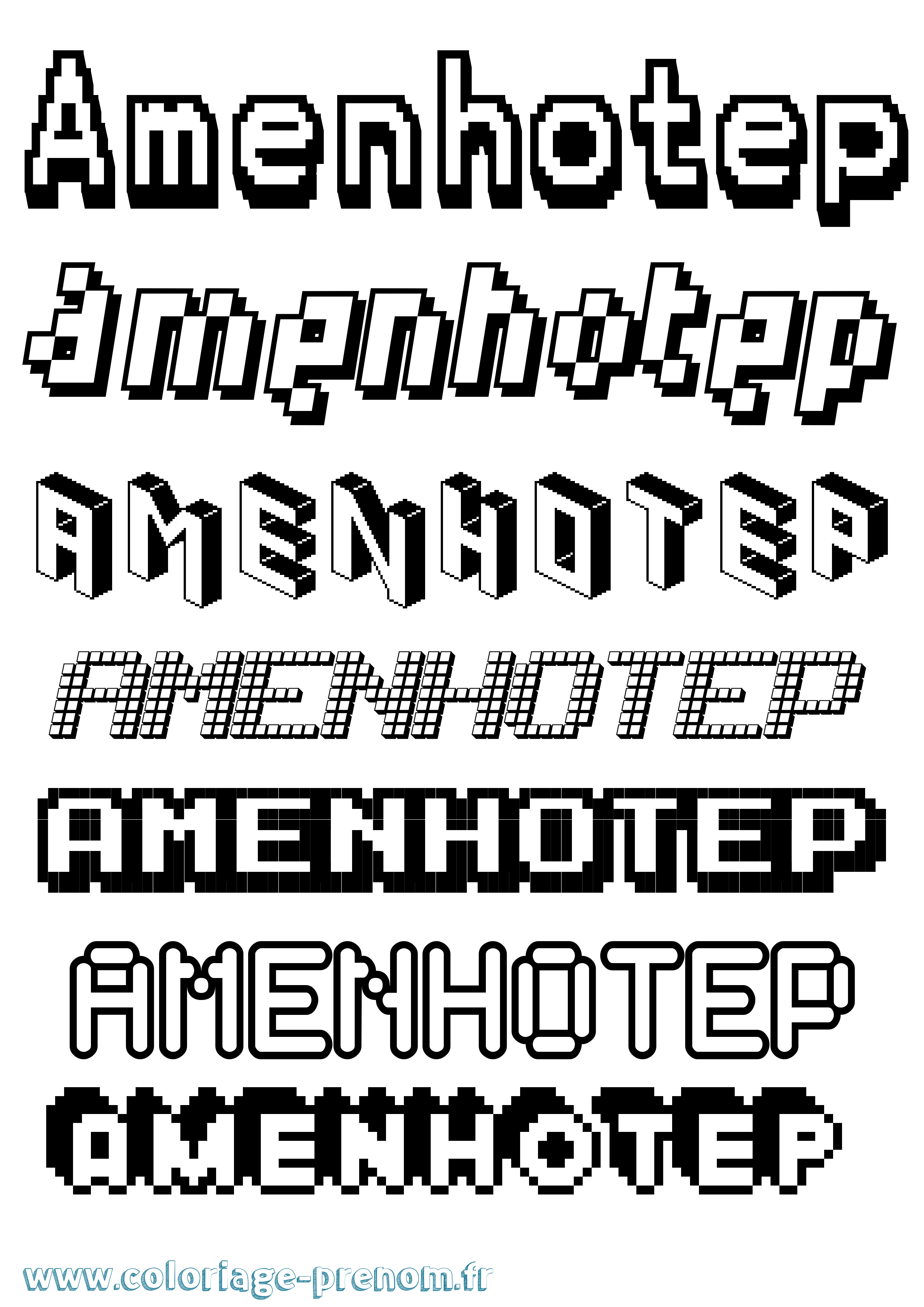 Coloriage prénom Amenhotep Pixel