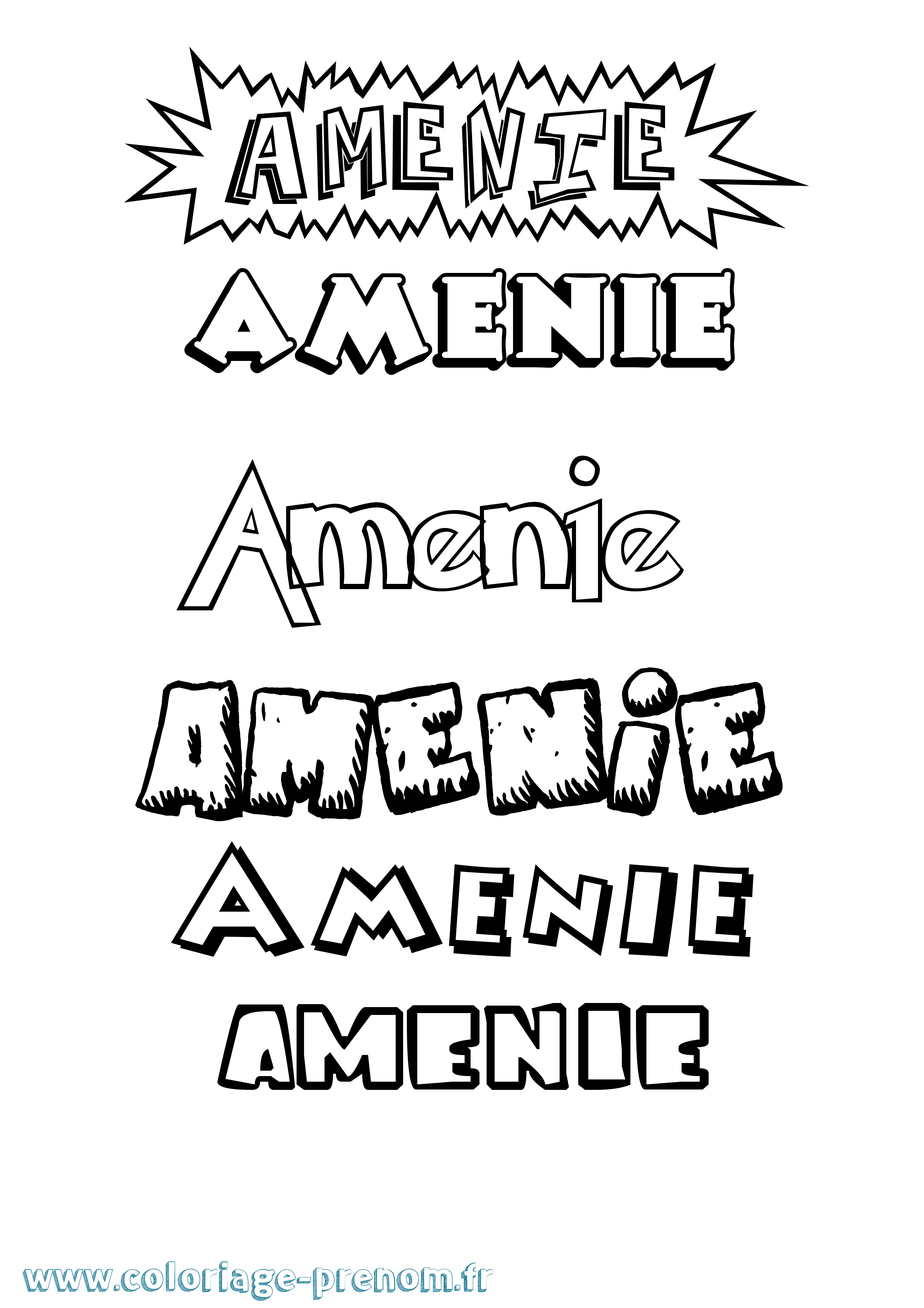 Coloriage prénom Amenie Dessin Animé