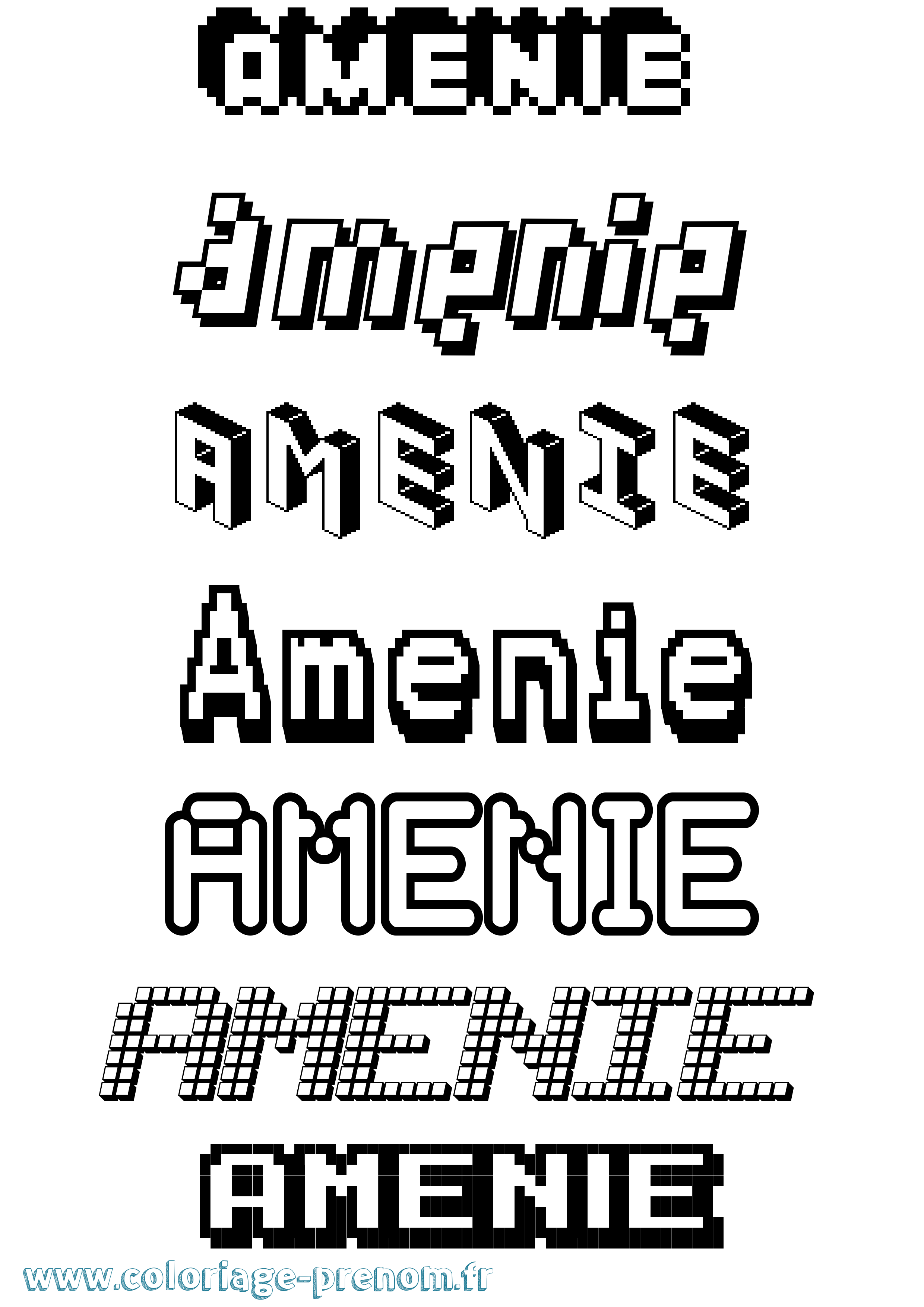 Coloriage prénom Amenie Pixel