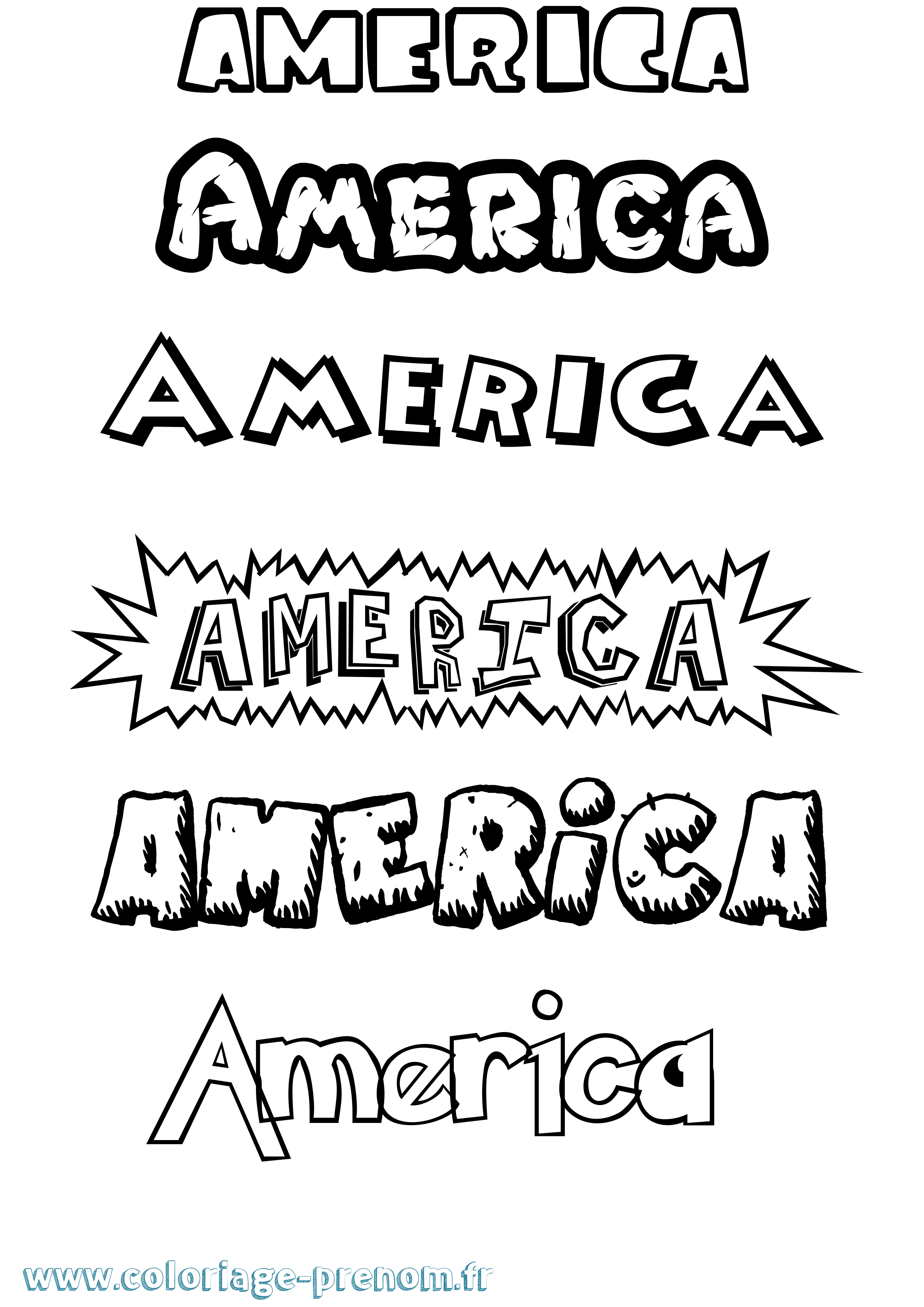 Coloriage prénom America Dessin Animé