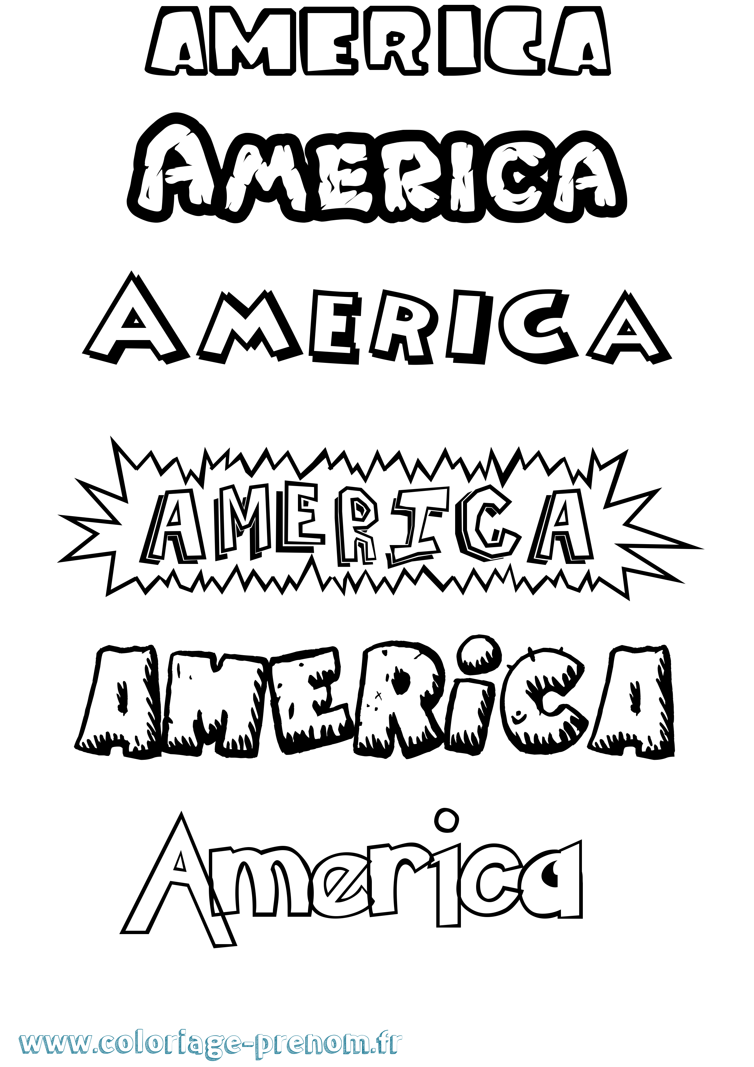 Coloriage America Dessin Animé Coloriage prénom America Dessin Animé