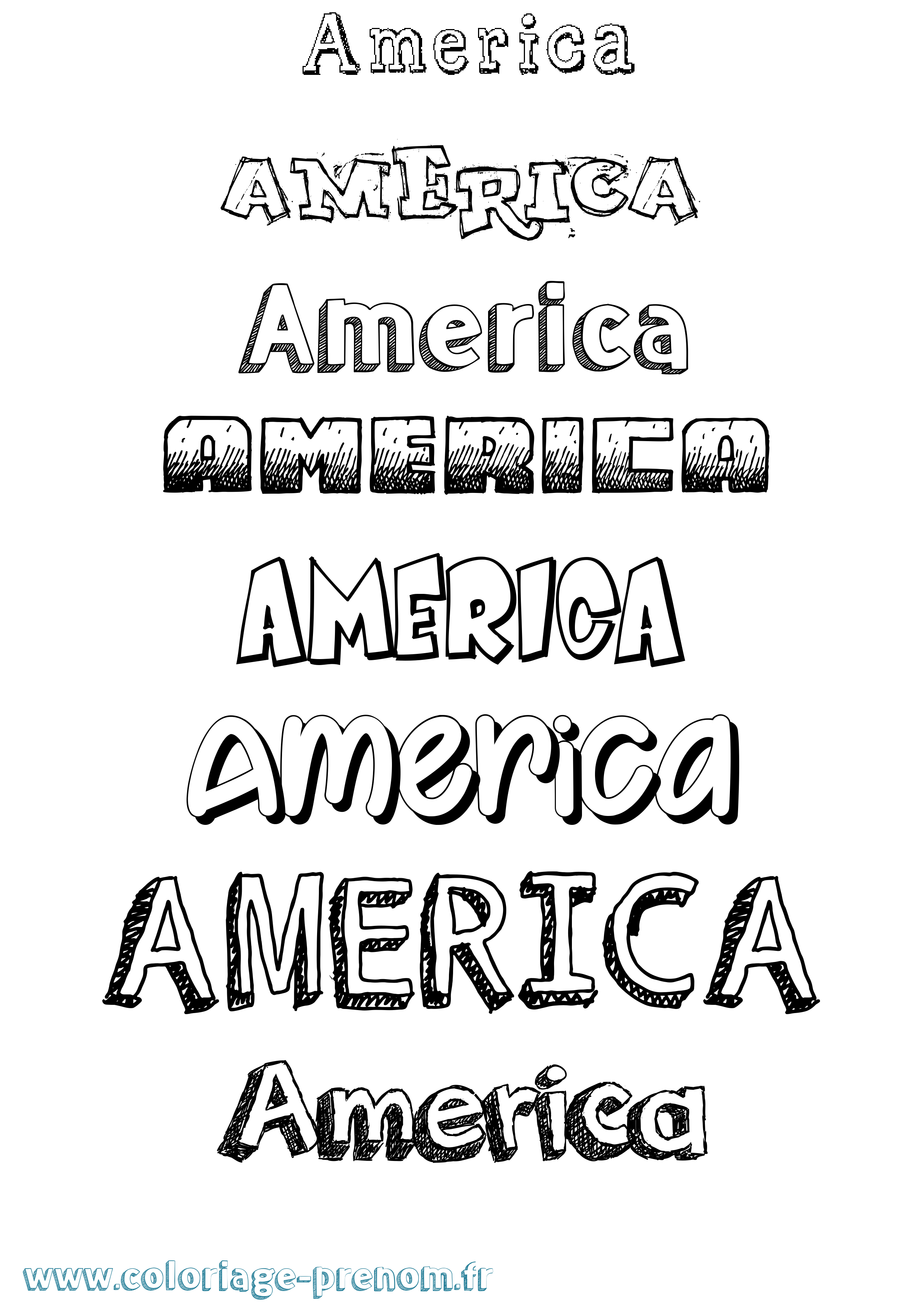 Coloriage prénom America Dessiné