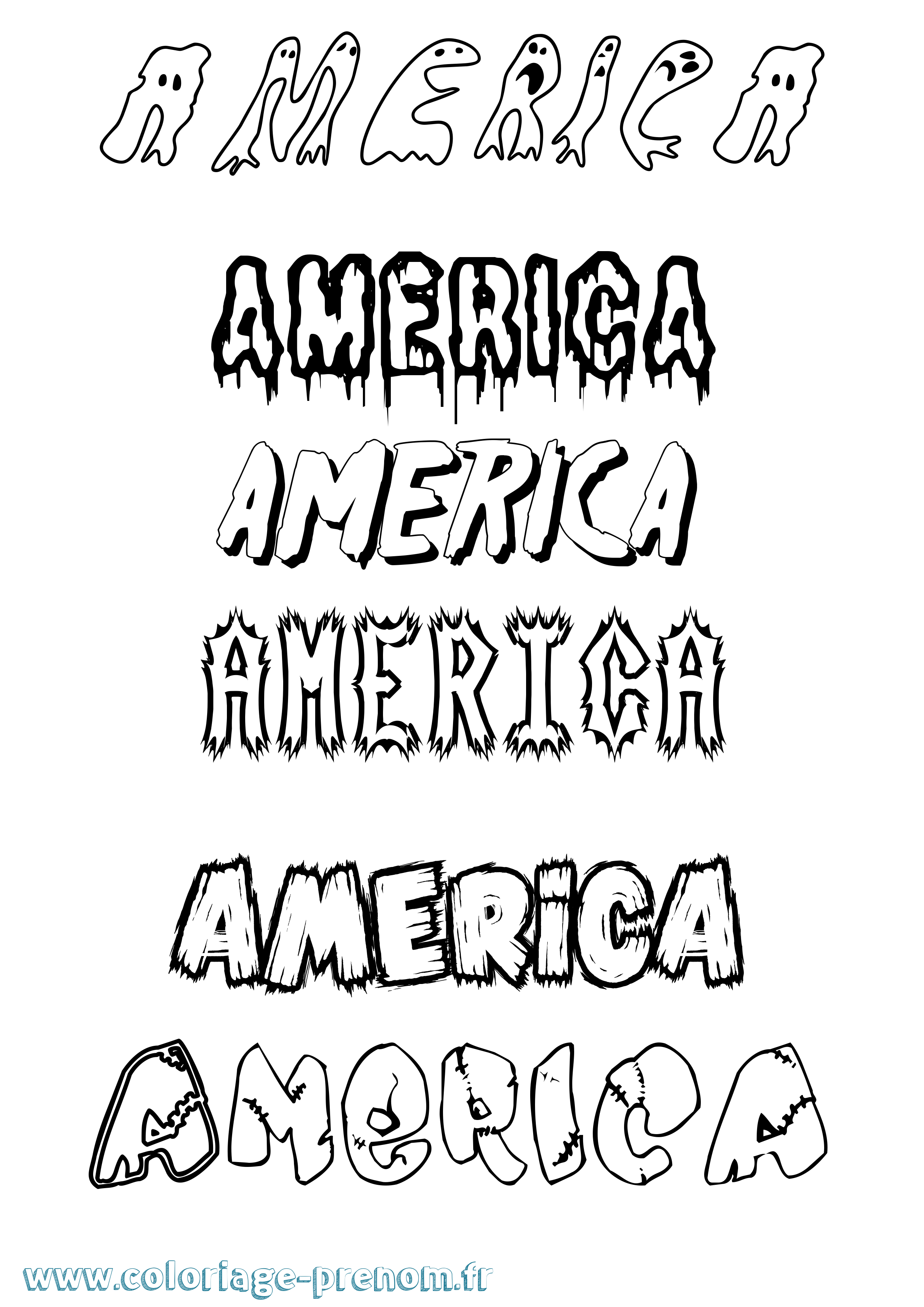 Coloriage prénom America Frisson