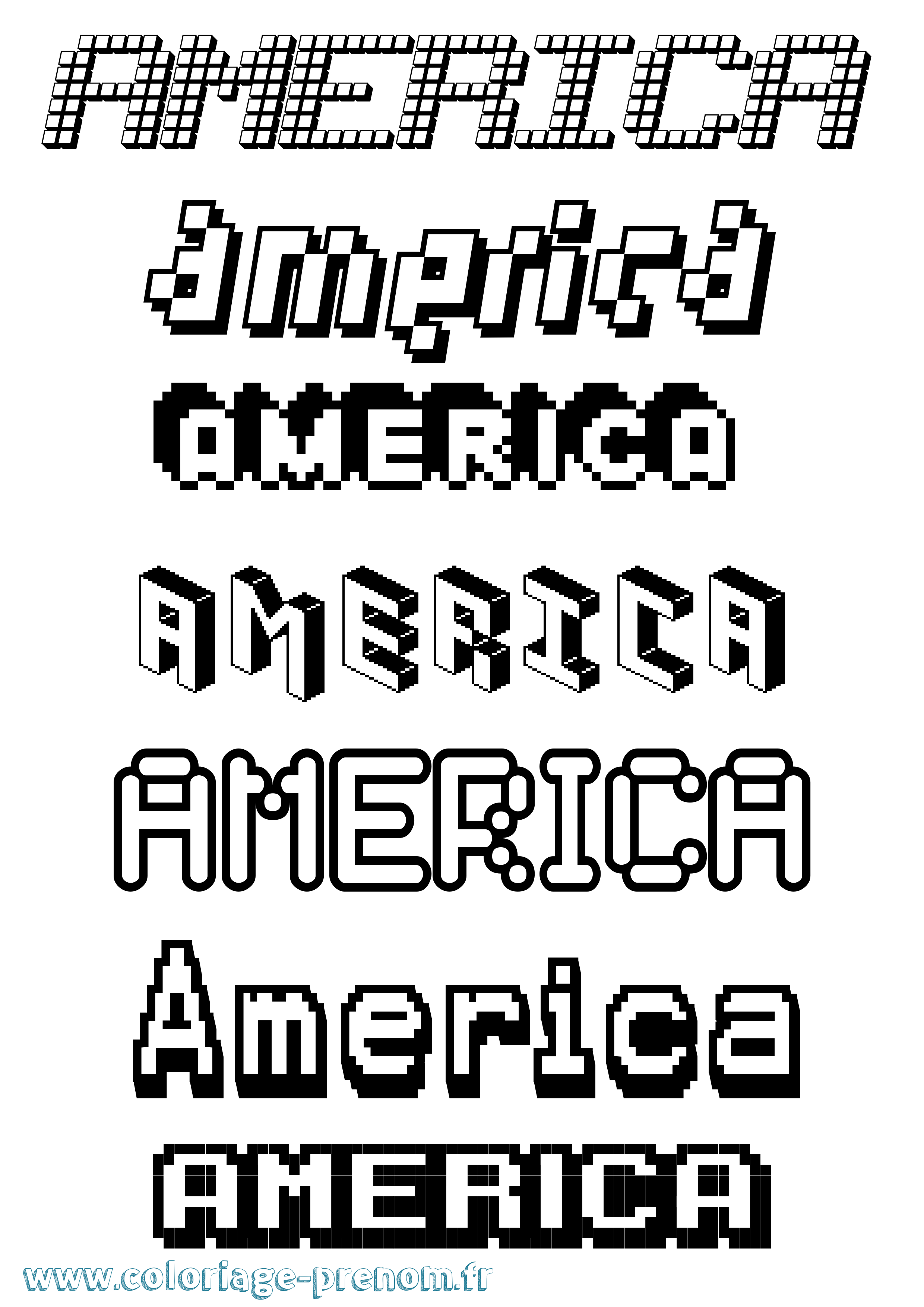 Coloriage America Pixel Coloriage prénom America Pixel