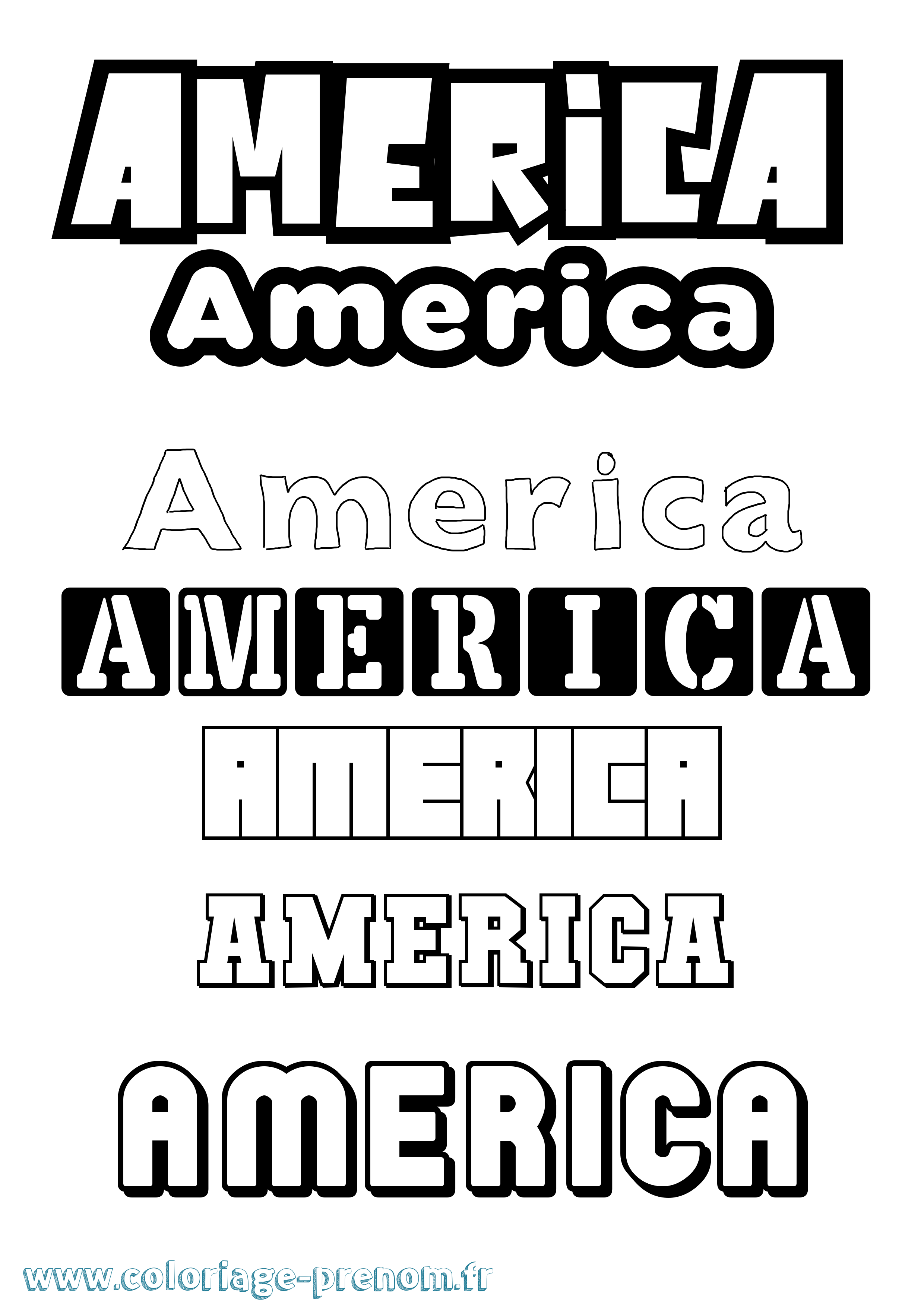 Coloriage prénom America Simple
