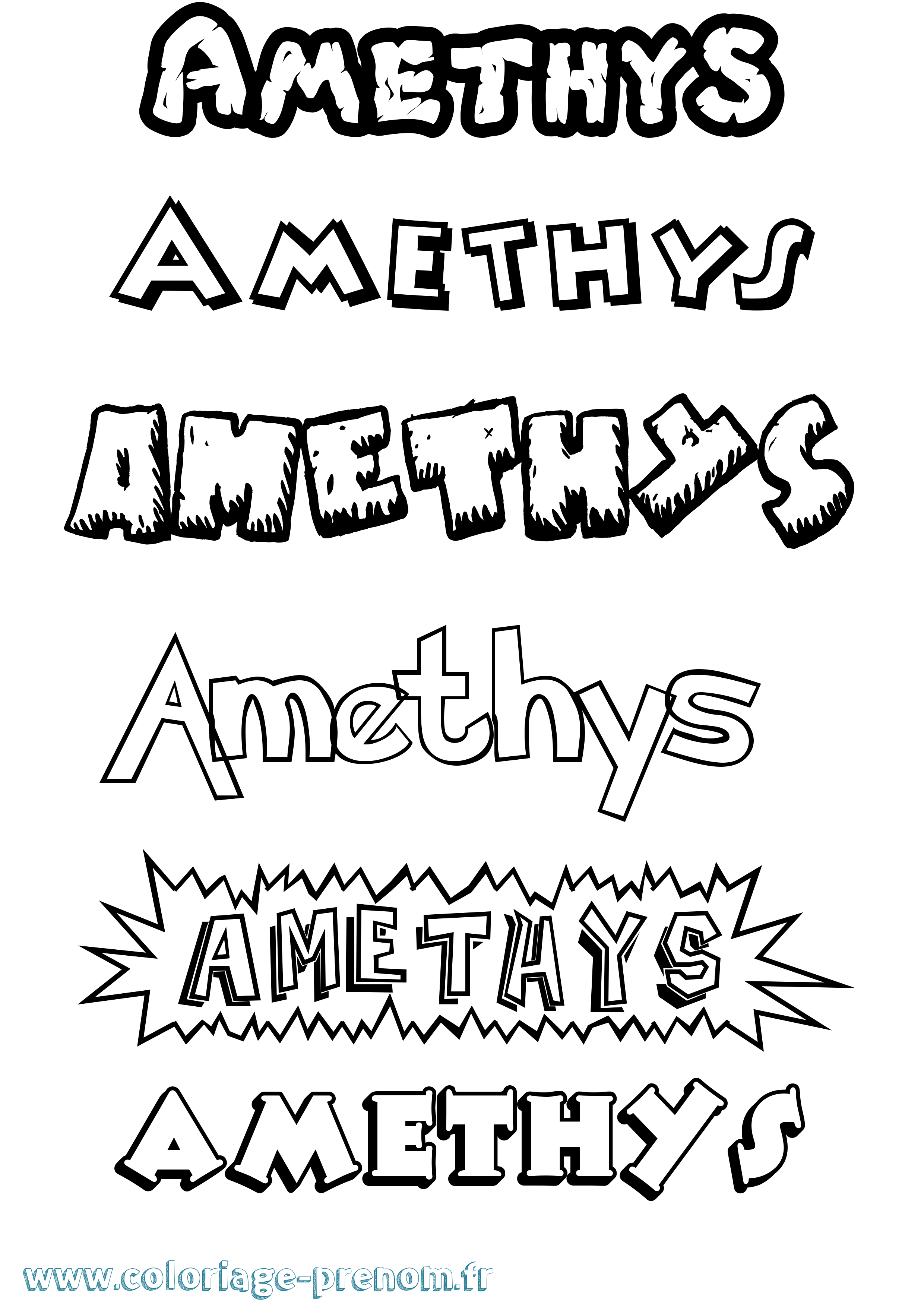 Coloriage prénom Amethys Dessin Animé