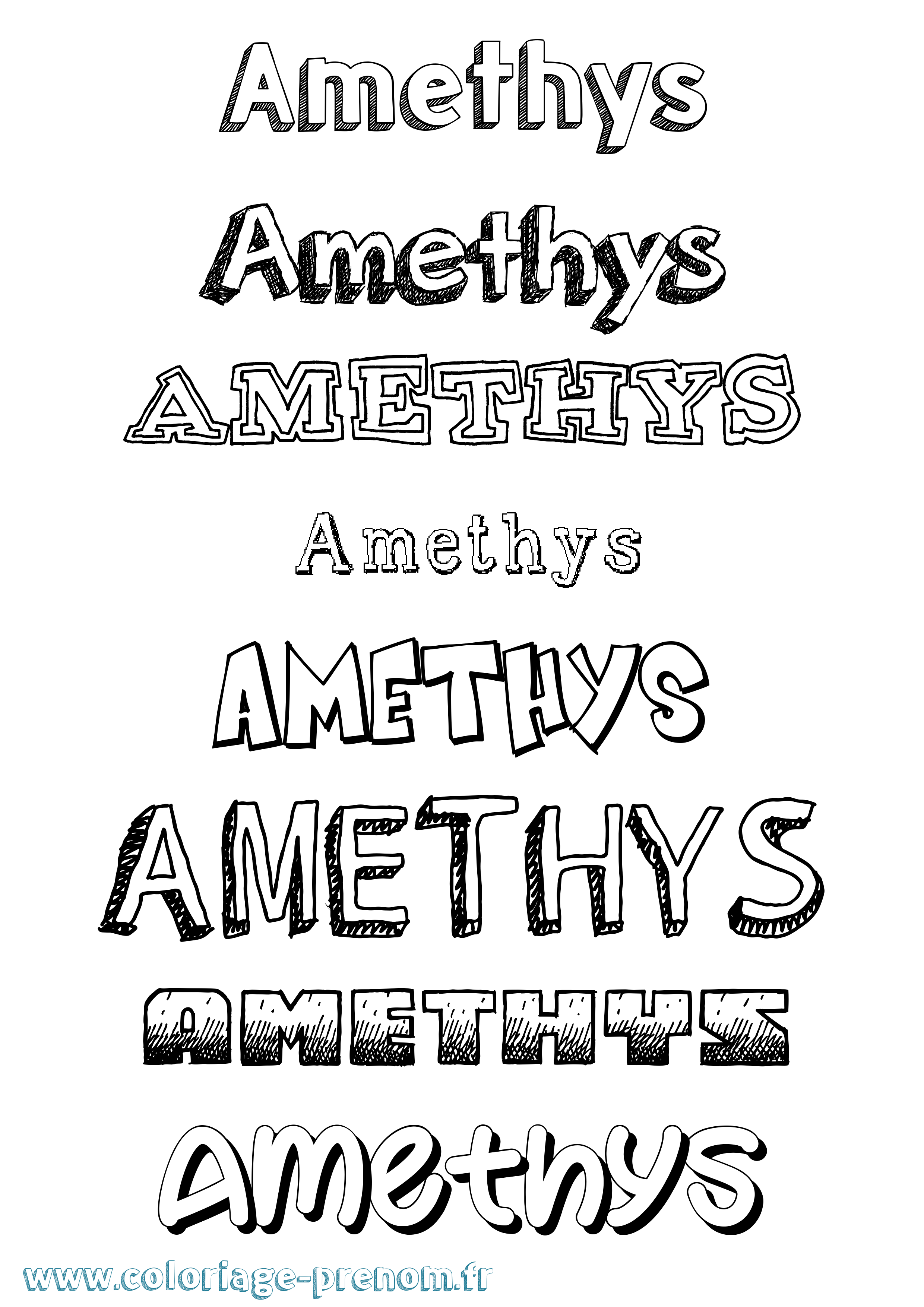 Coloriage prénom Amethys Dessiné