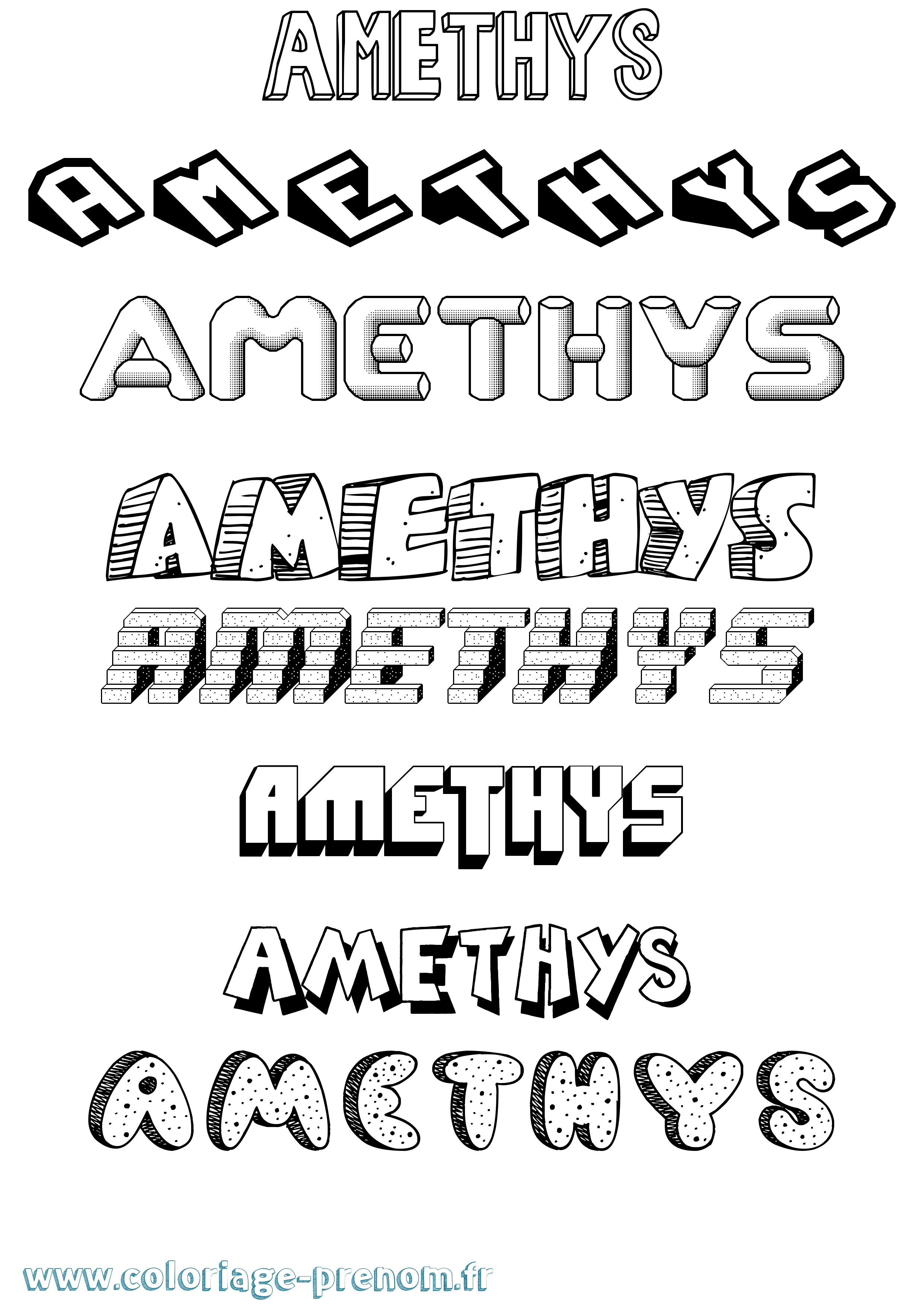 Coloriage prénom Amethys Effet 3D