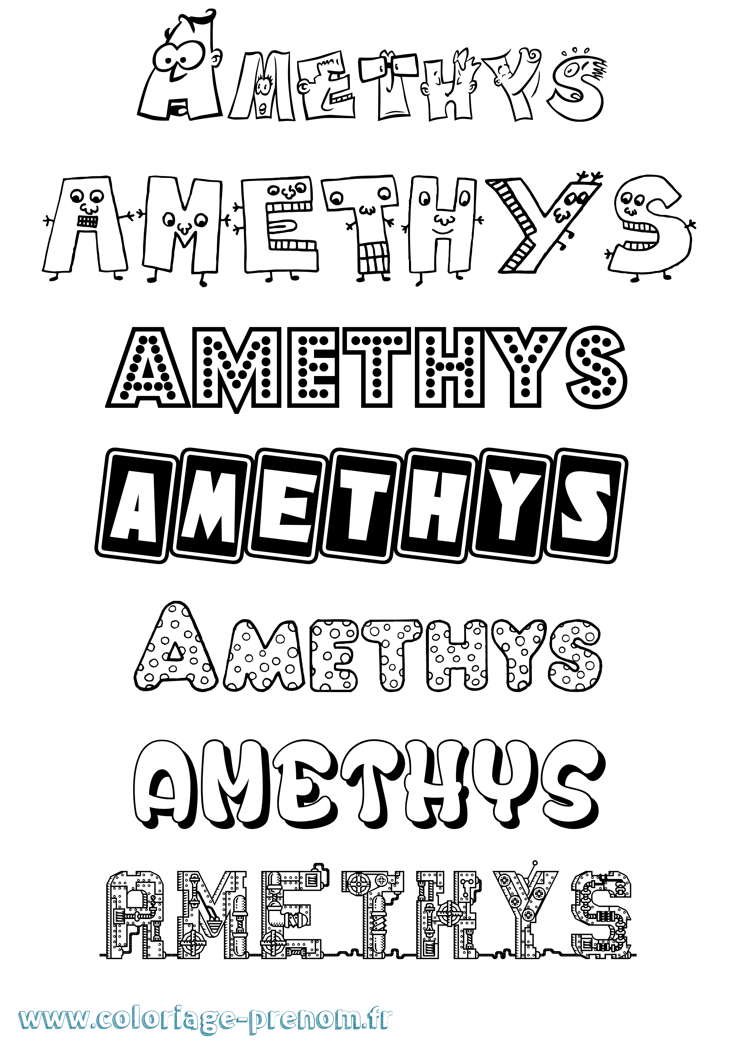 Coloriage prénom Amethys Fun