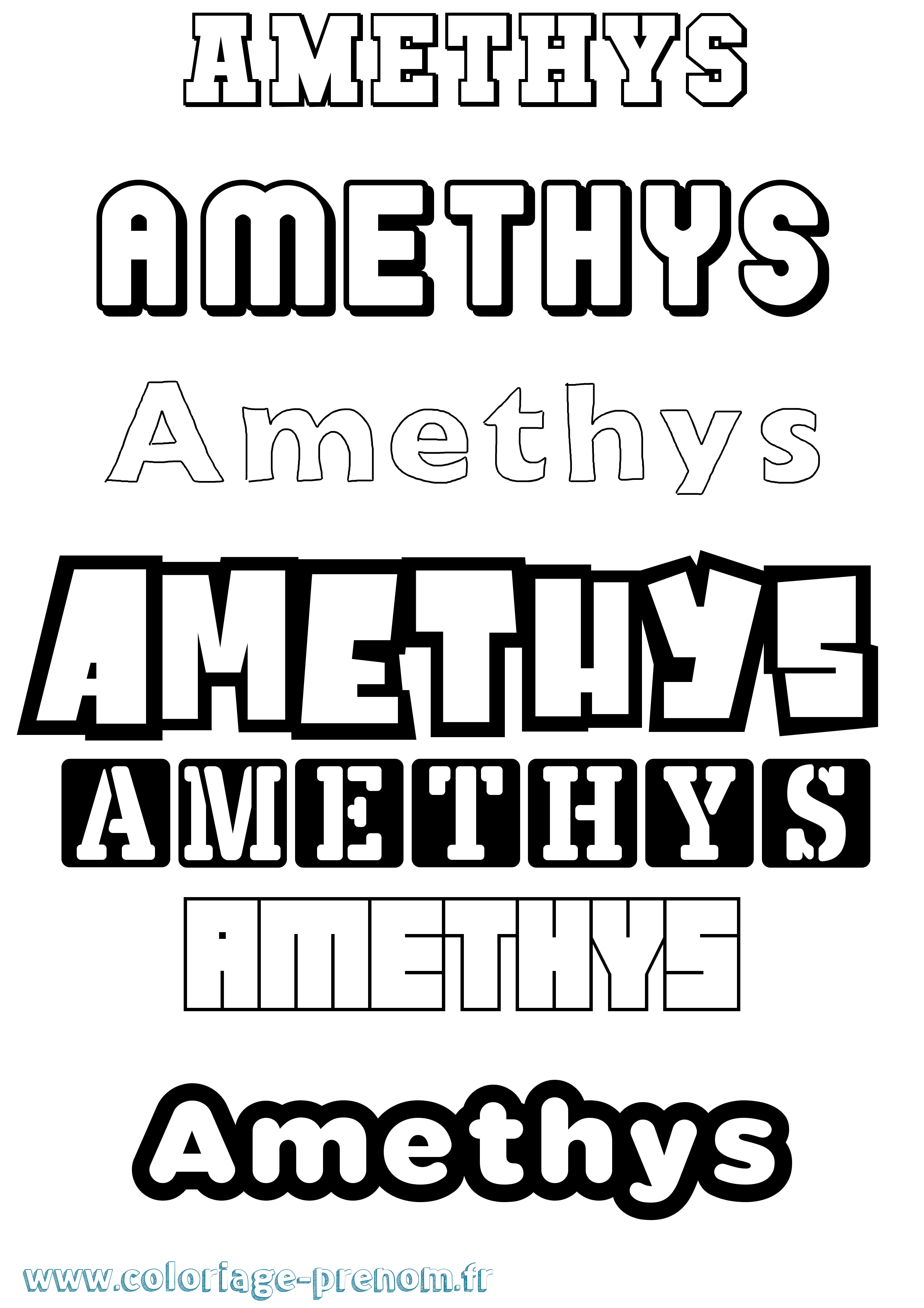 Coloriage prénom Amethys Simple