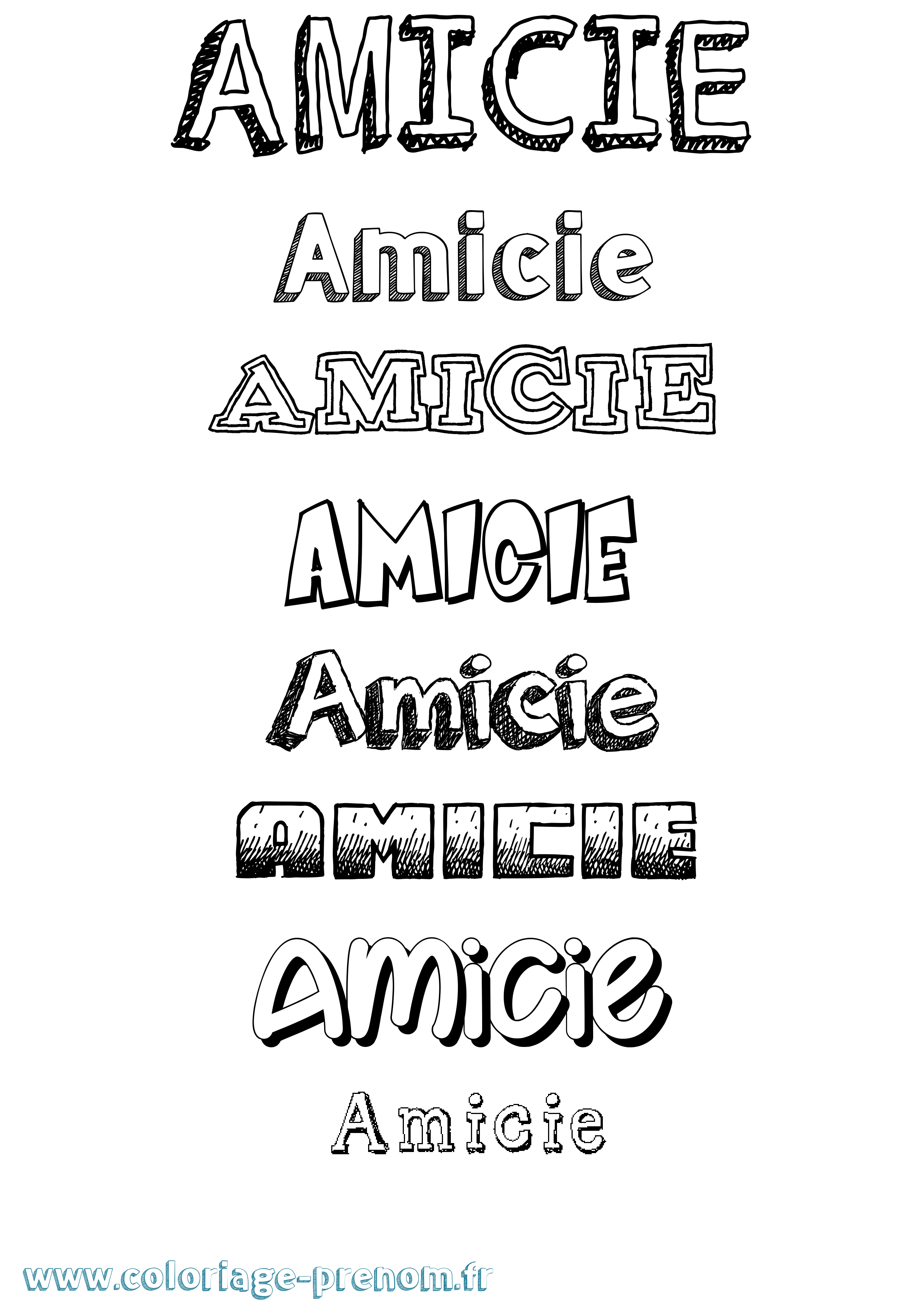 Coloriage Amicie Coloriage prénom Amicie