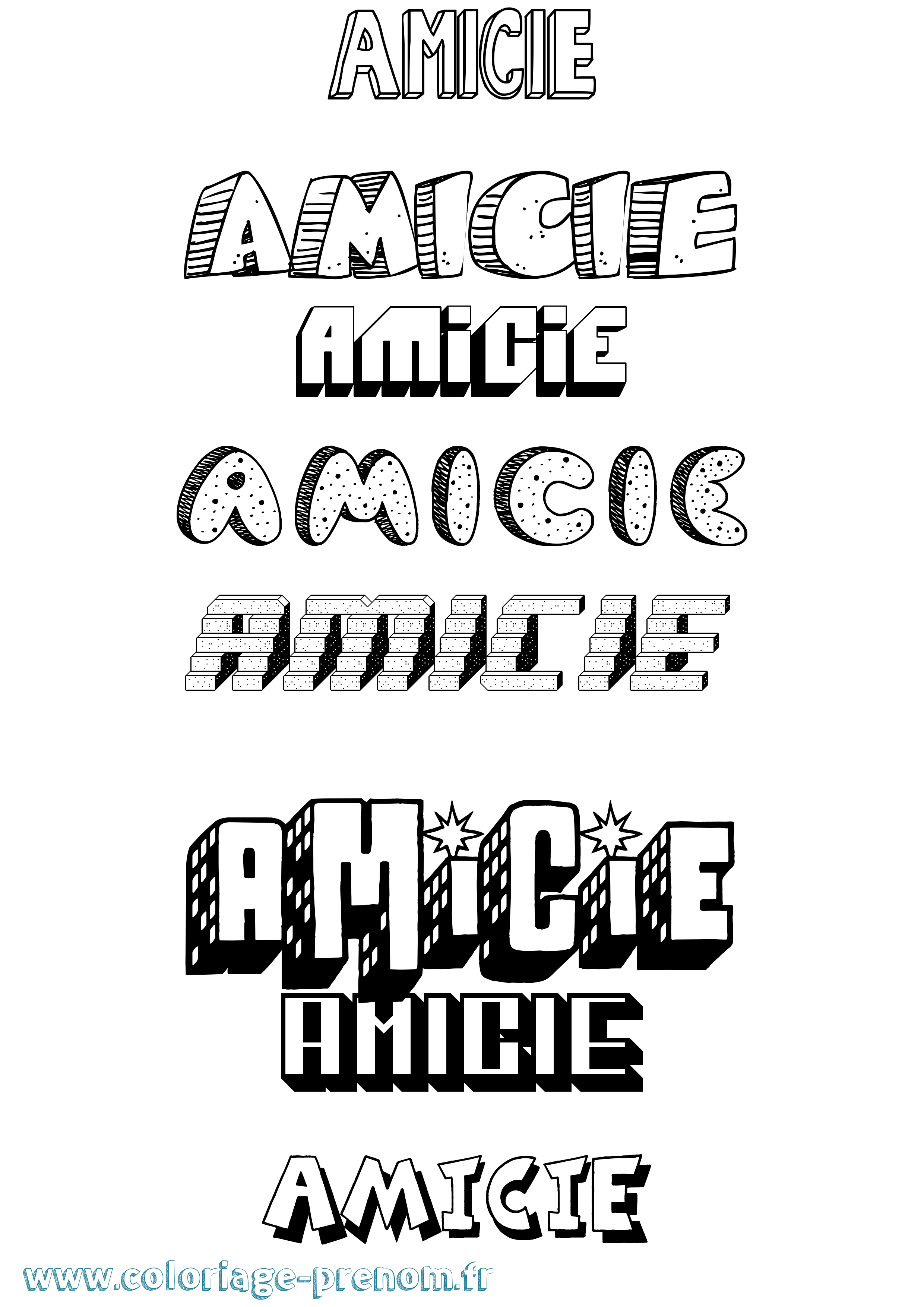 Coloriage Amicie Coloriage prénom Amicie