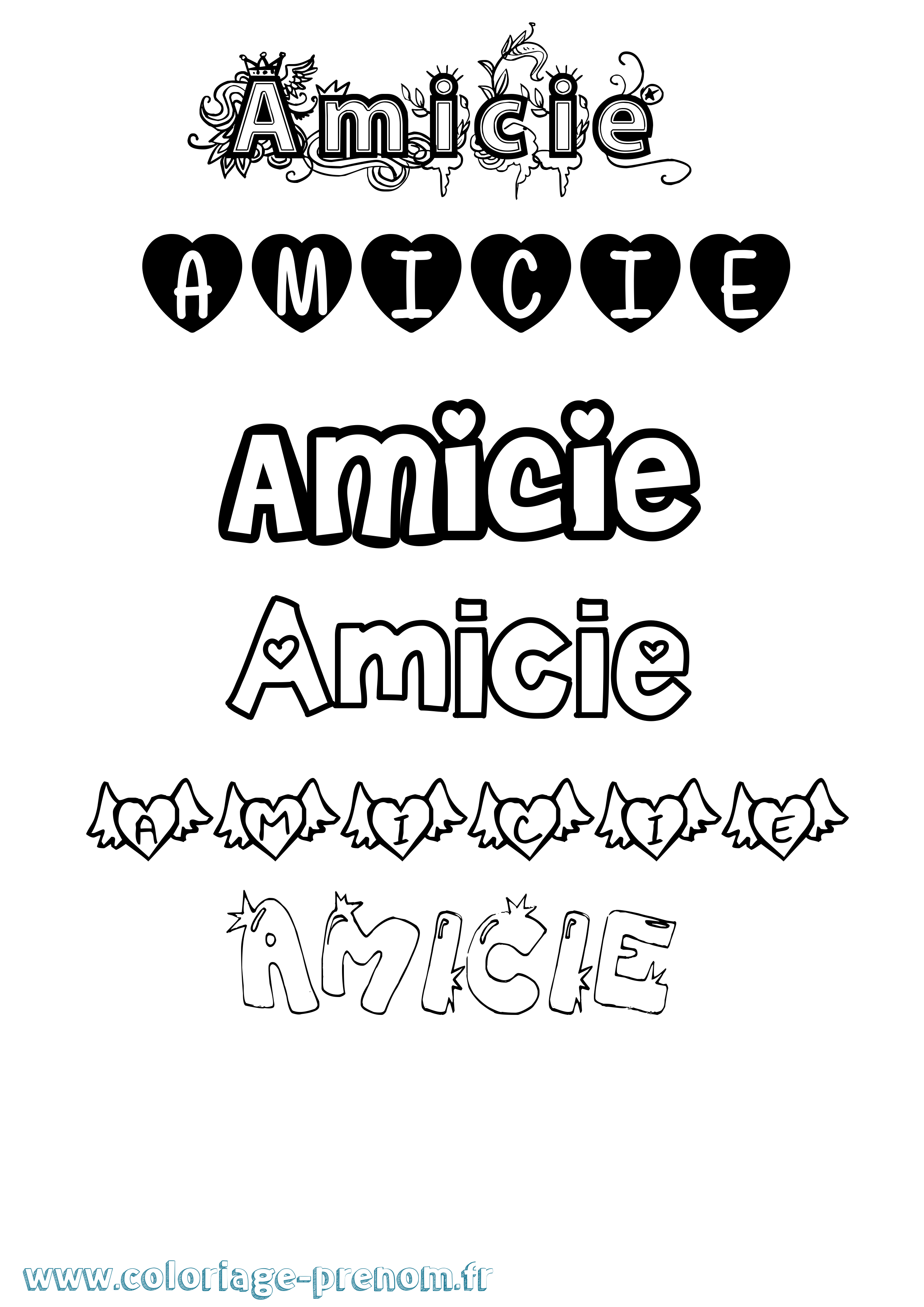 Coloriage Amicie Coloriage prénom Amicie